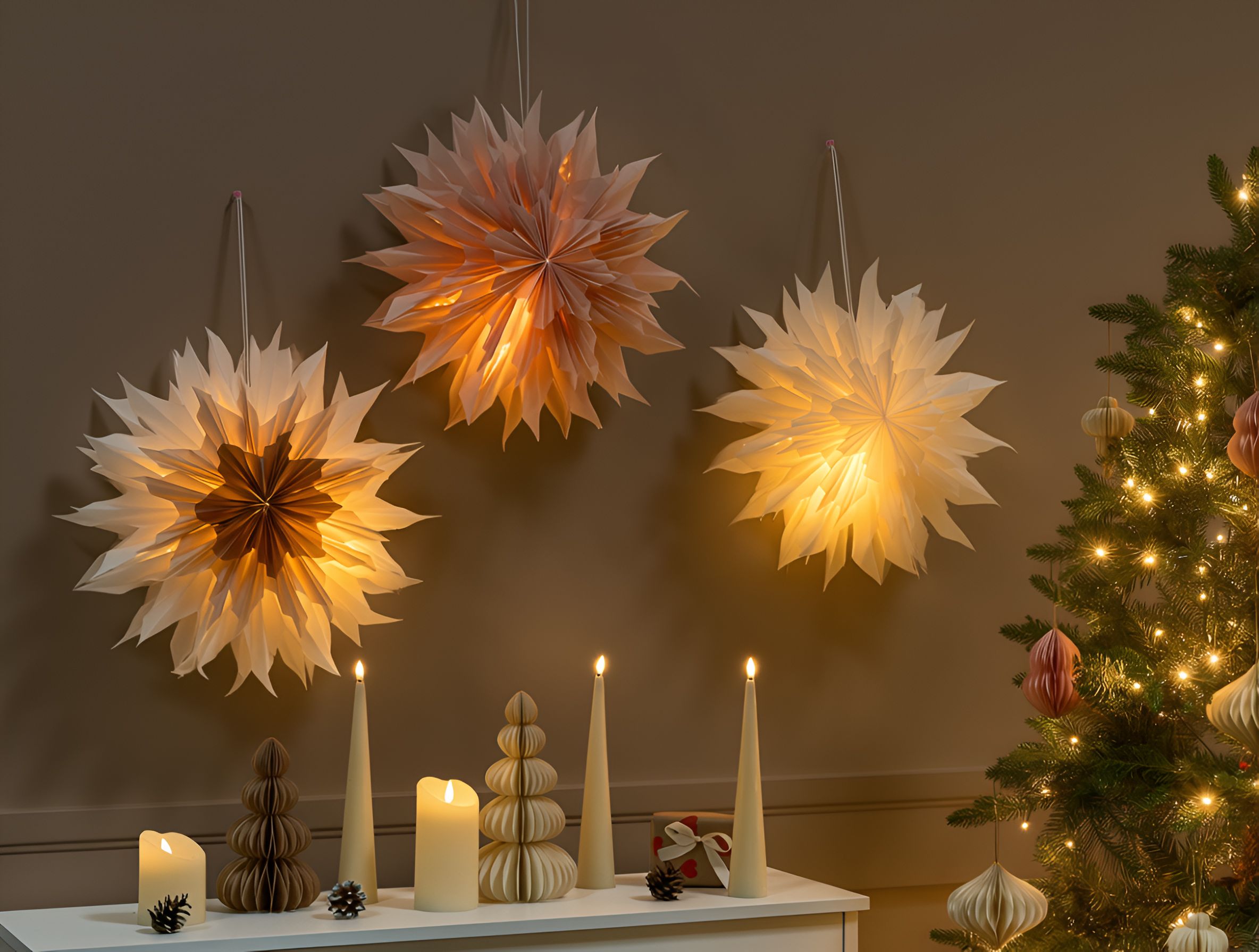 Set of 3 Hanging Decorations LED FORSAN Star 41 cm Multicolour