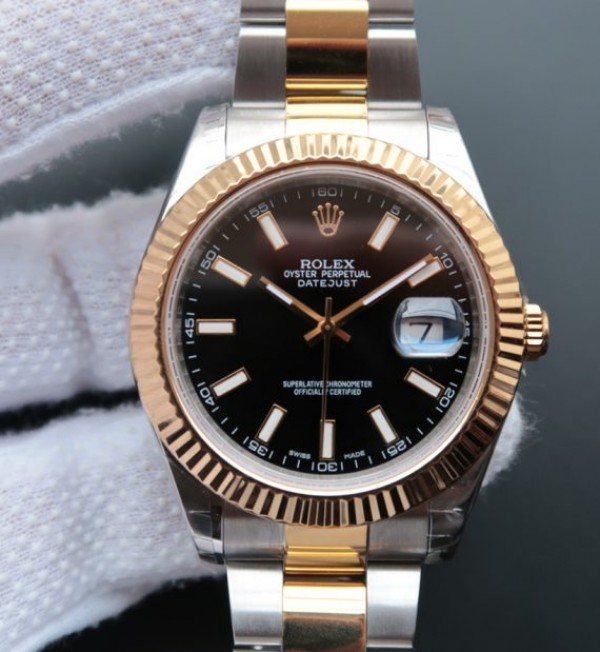 Replica Rolex DateJust II 41mm SS/YG Black Dial Lumed Marker SS/YG Bracelet A3136 - Top club