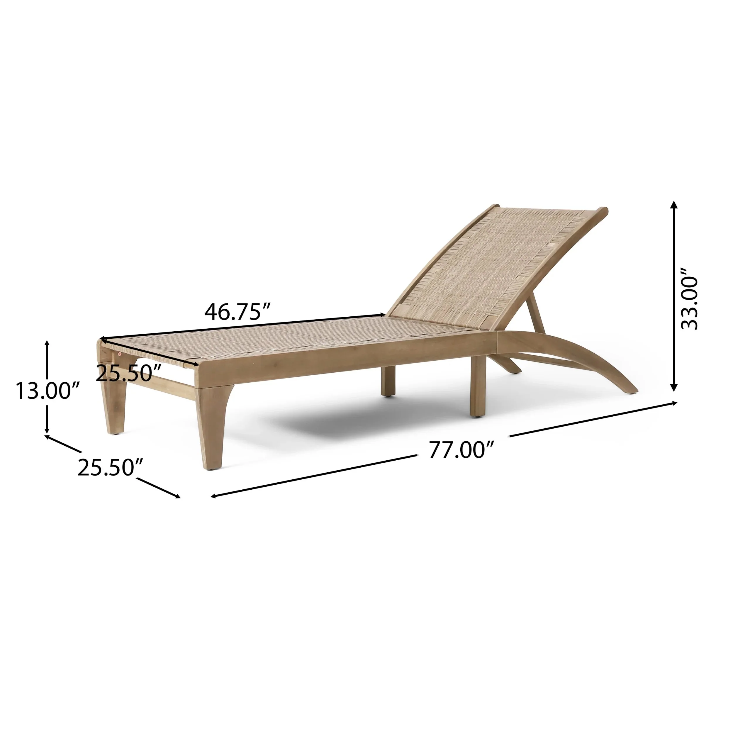 Outdoor Chaise Lounge, Single, Acacia Wood and Faux Rattan, Light Brown and Light Multibrown, 77.00 x 25.50 x 33.00 Inches - Shane - Image 4 Outdoor Chaise Lounge, Single, Acacia Wood and Faux Rattan, Light Brown and Light Multibrown, 77.00 x 25.50 x 33.00 Inches - Shane - Image 4