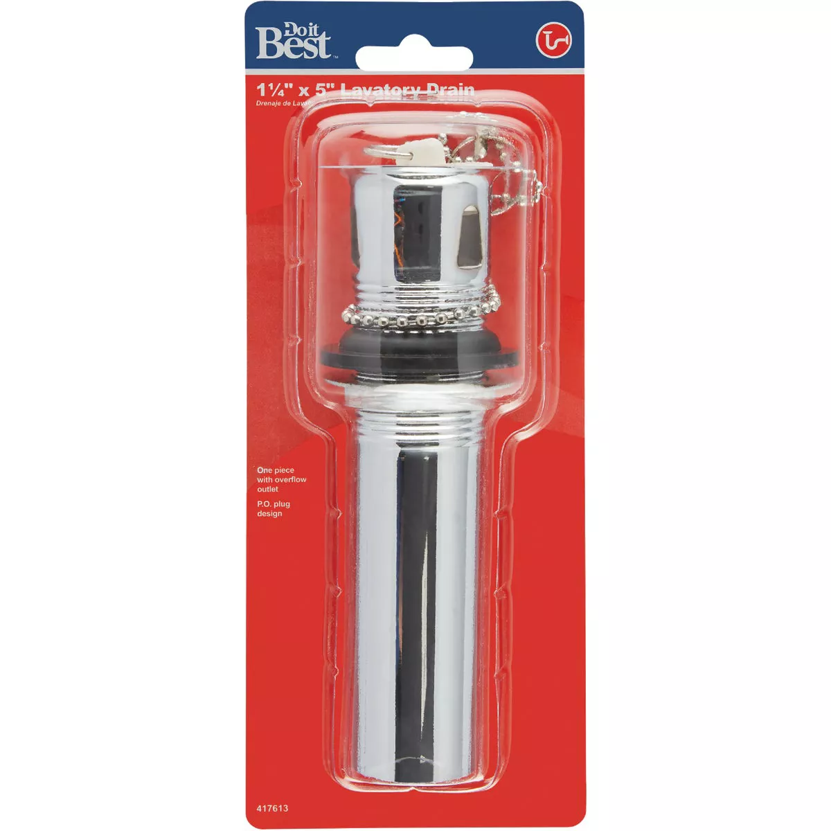 Do it Best 1-1/4 In. Chrome-Plated Brass Bathroom Sink Drain with Overflow