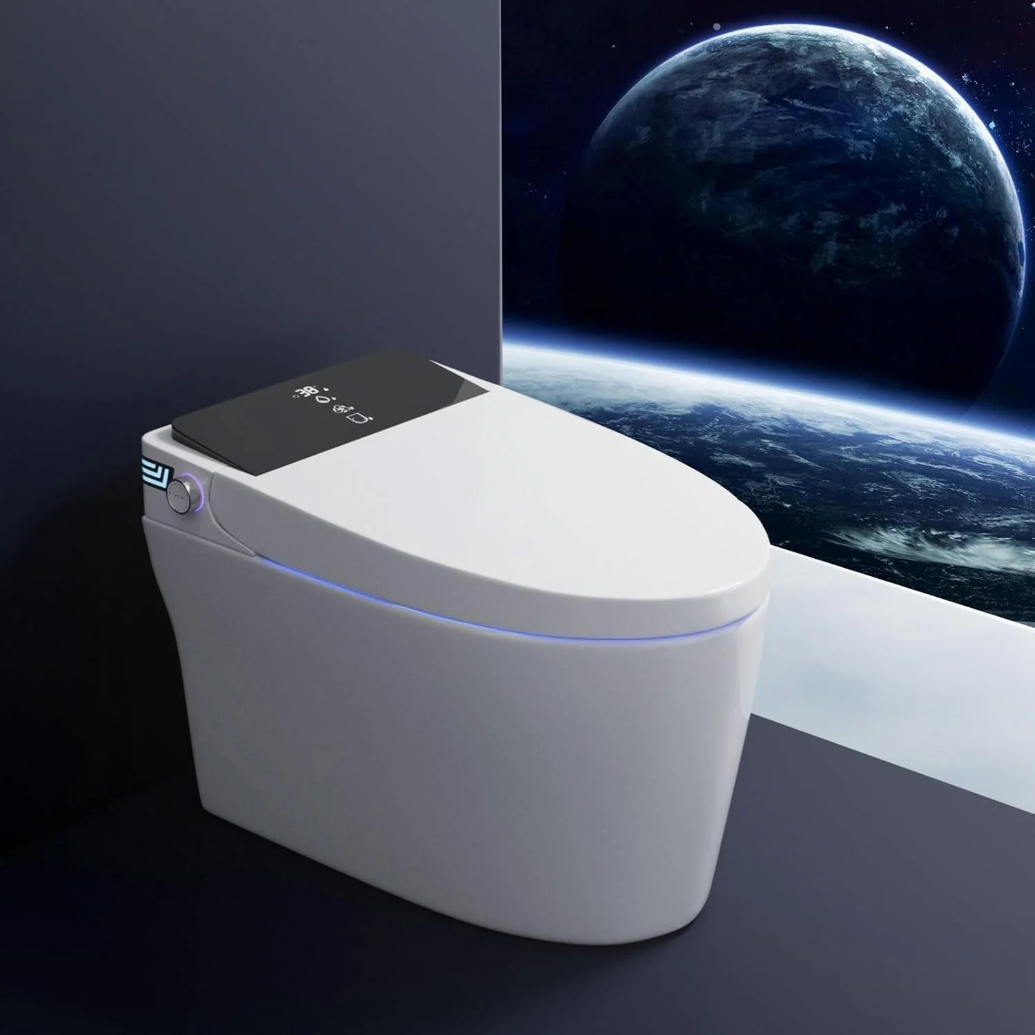 LALAHOO Smart Toilet with Bidet Built in, Auto Open & Close, Elongated Heated seat, Foot Sensor Flush, LED Display, Warm Water Wash, Dryer, Night Light, Black - Image 42