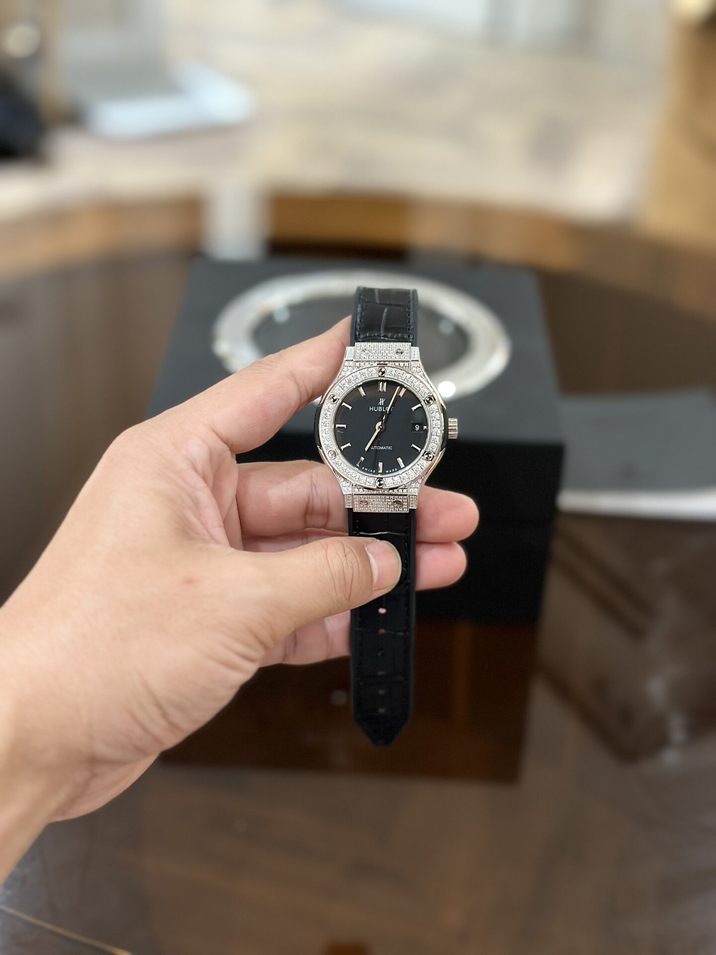 Hublot Classic Fusion Rep 1:1 Watch With Diamond Bezel Black HB Factory 38mm - Top club
