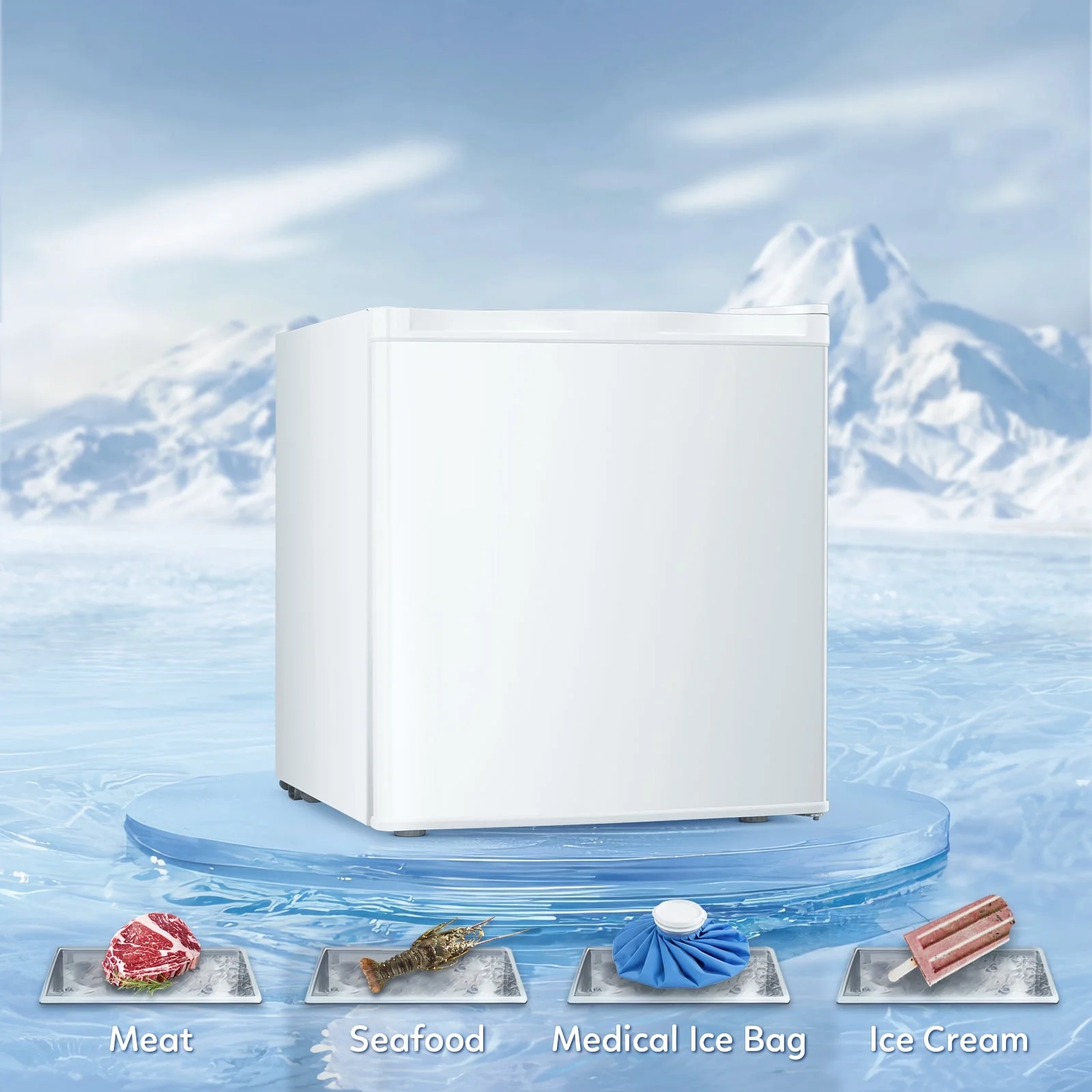 KNDKO Upright Freezer, 1.2cu.ft Mini Freezer with Adjustable Thermostat & Removable Shelves, Stand Up Freezer for Home/Office/Dorm, White - Image 7
