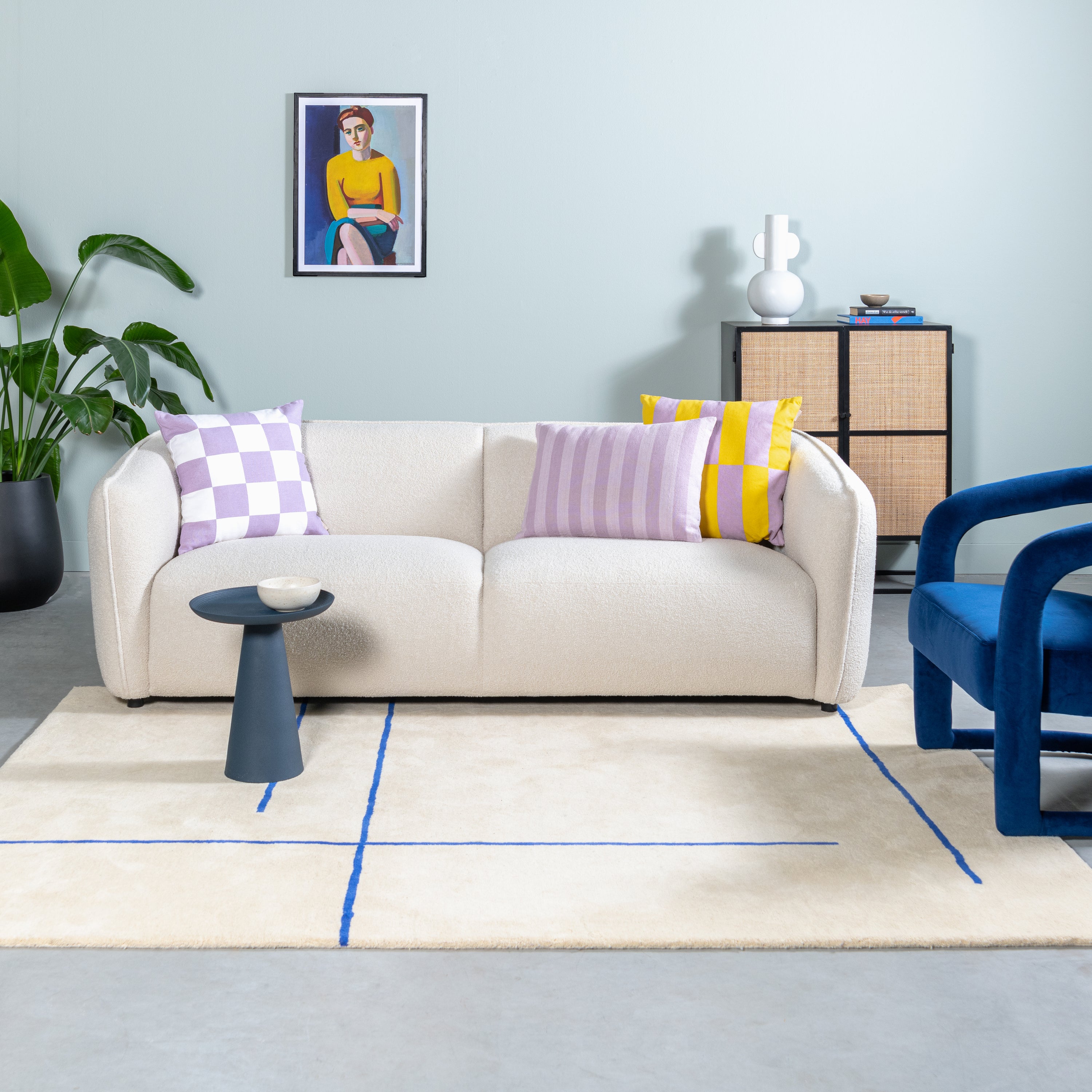 Blokker basic Tira Bijzettafel - Blauw - Ø 34,5 cm