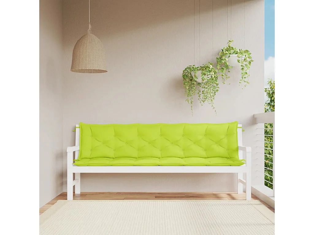 Coussins de banc de jardin lot de 2 vert vif tissu Oxford