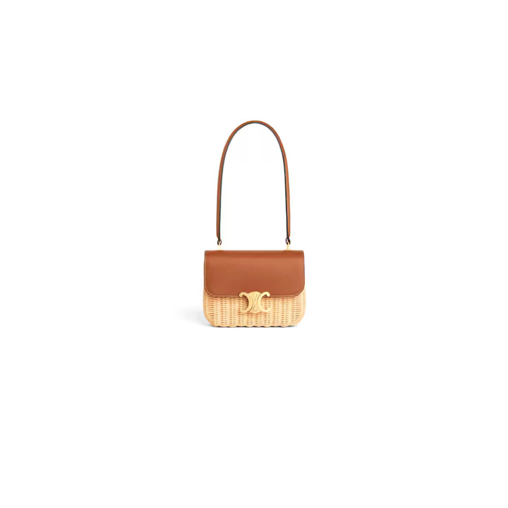 CELINE TEEN GARANCE BAG IN WICKER AND NATURAL CALFSKIN(HIGH-END GRADE)1:1High-quality replica