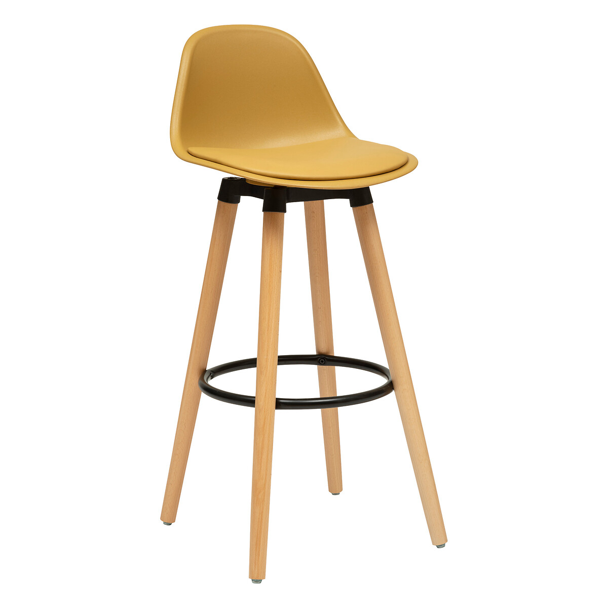 Bar chair "Maxon" Beech & metal, ochre yellow