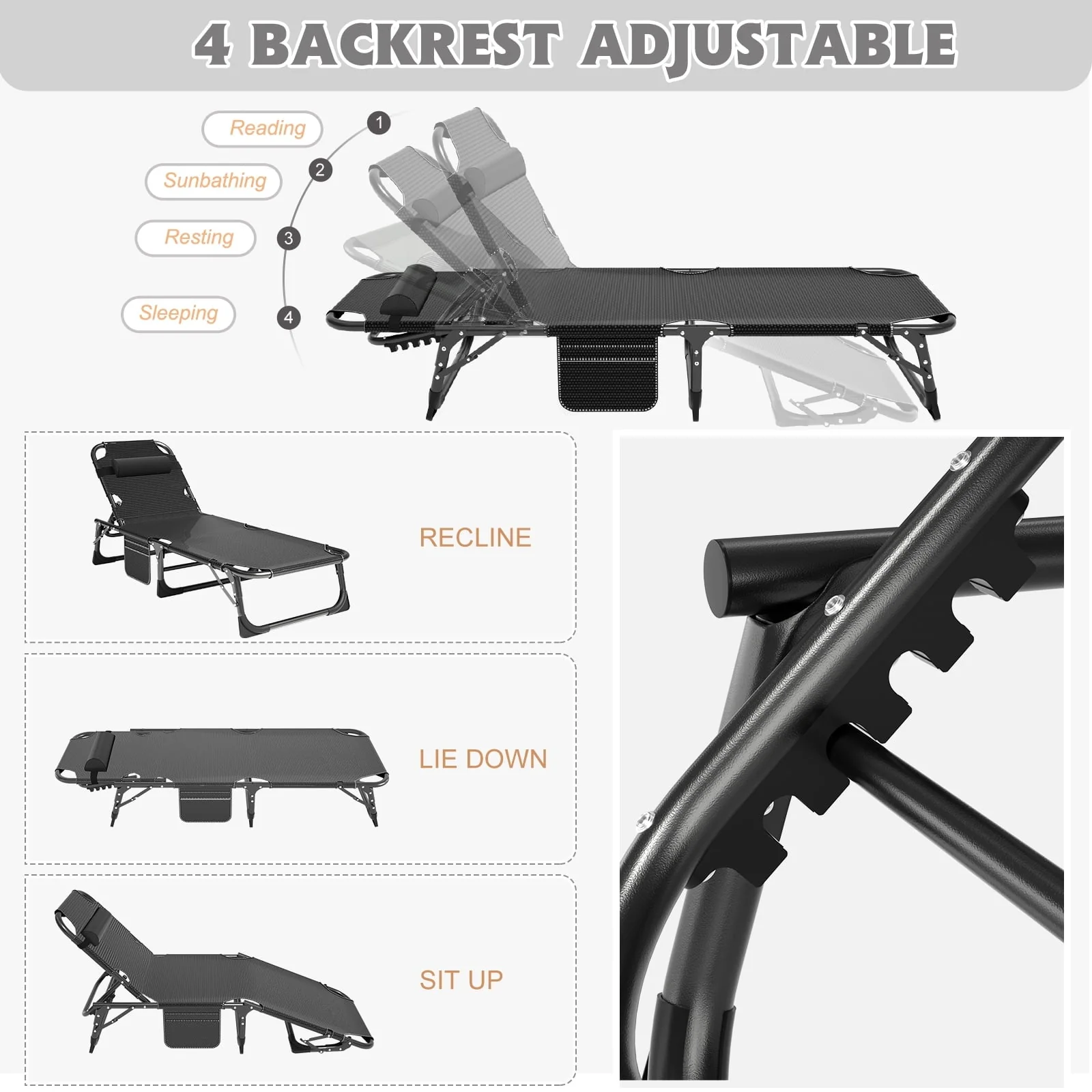 MOPHOTO Portable Beds Frame with Mattress, Folding Camping Cot, Folding Home Guest Beds, Foldaway Rest Cots for Adults Kids, Office Nap Cot, Hideaway Cots - Image 2