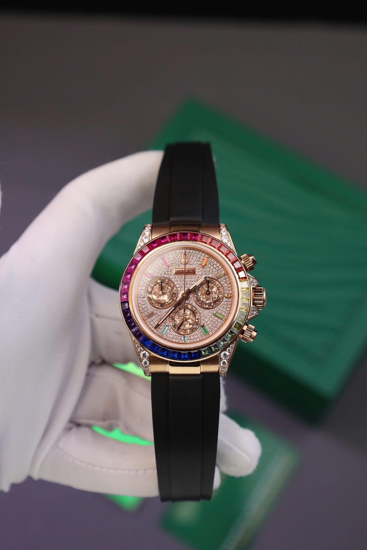 Rolex Daytona Rainbow Copies Watch Rubber Strap MS Factory 40mm - Elite Watch Atelier