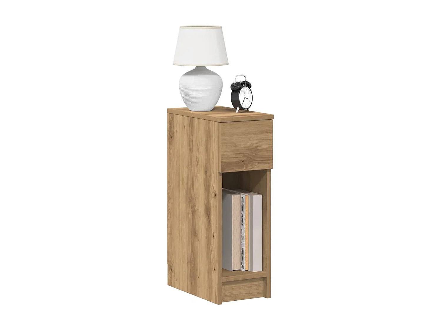 Lot de 2 Tables de chevet avec tiroir chêne artisanal 20x36x60 cm
