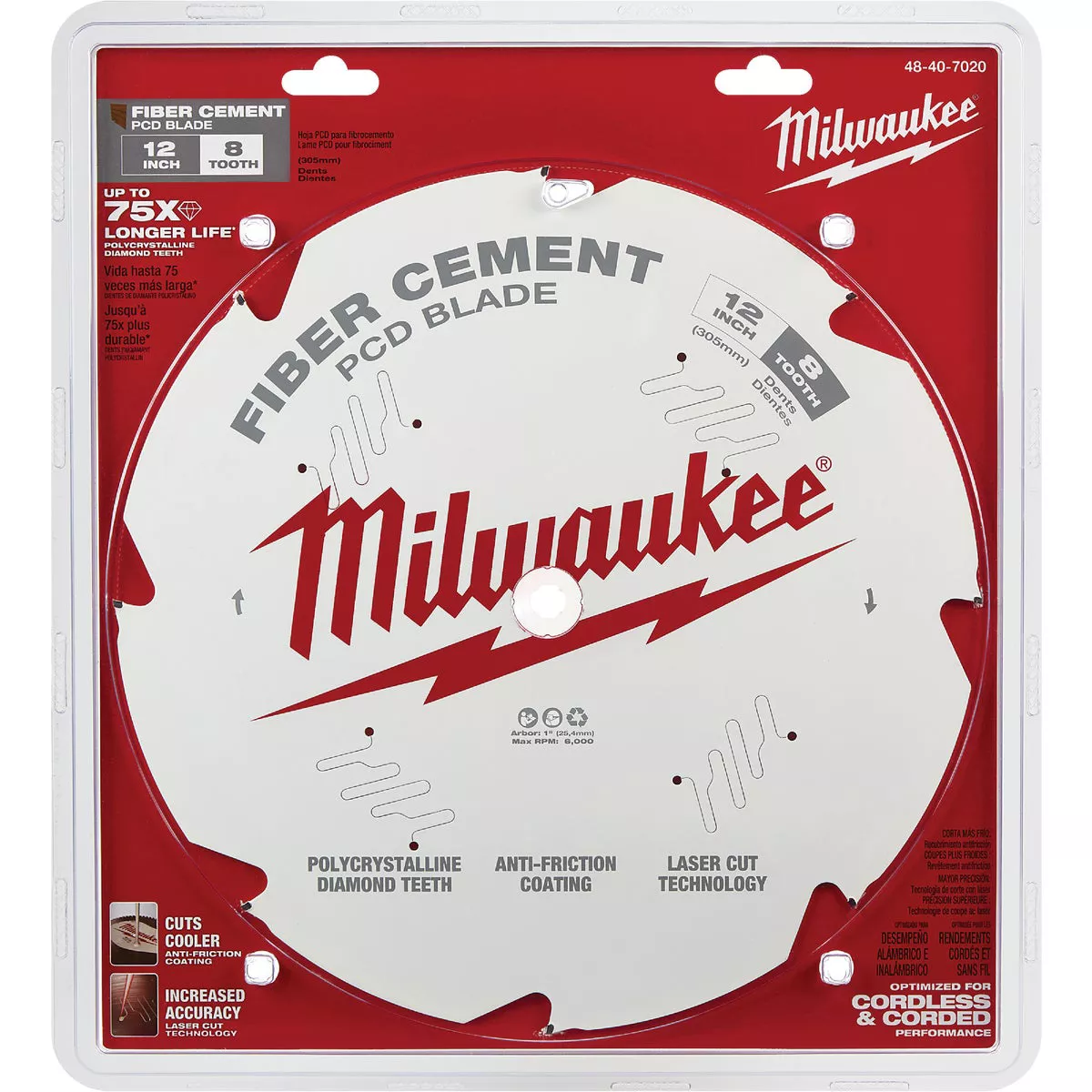 Milwaukee 12 In. 8-Tooth PCD Fiber Cement Circular Saw Blade