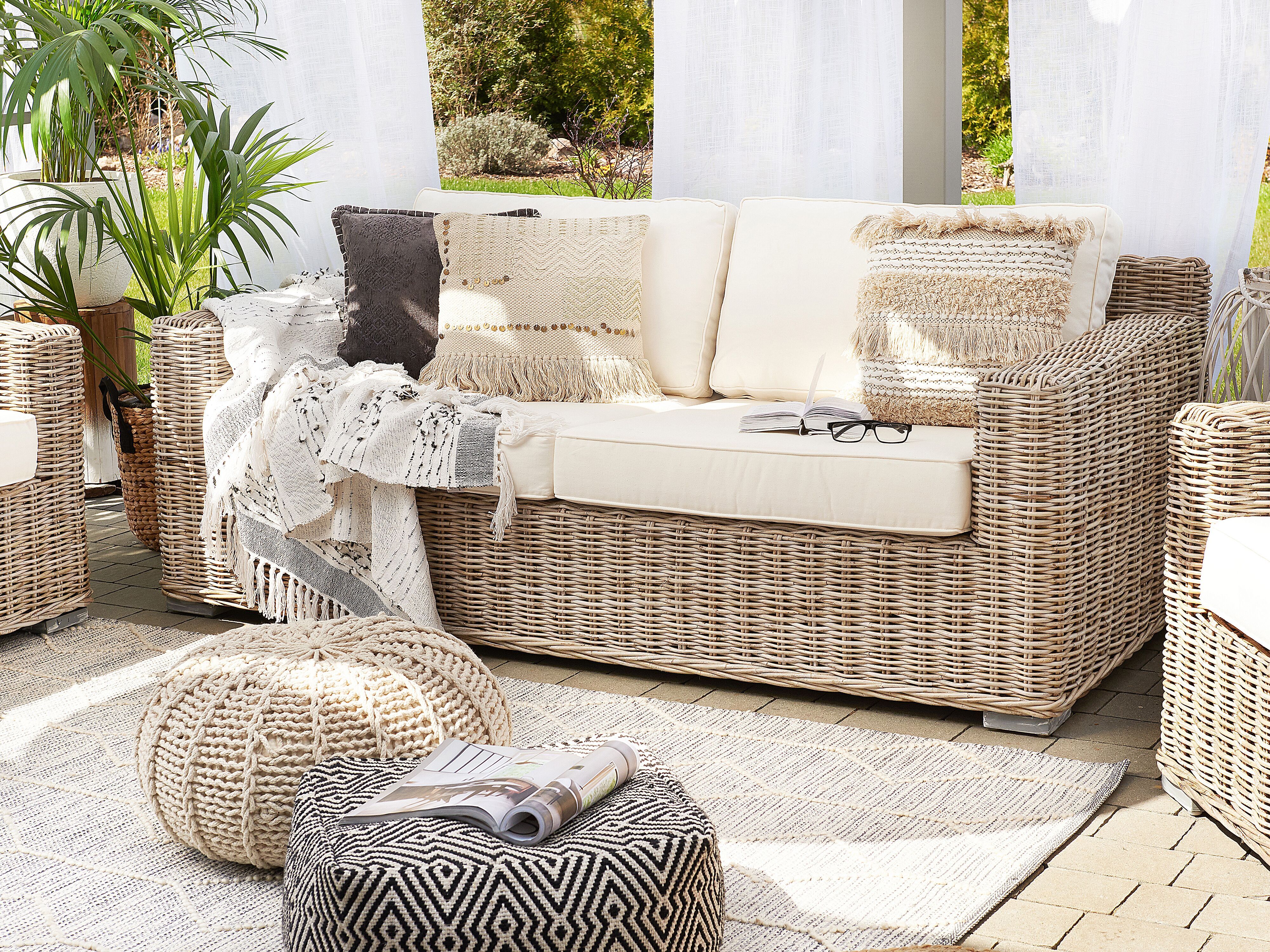 Garden Sofa 2 Seater ARDEA Rattan Light Brown