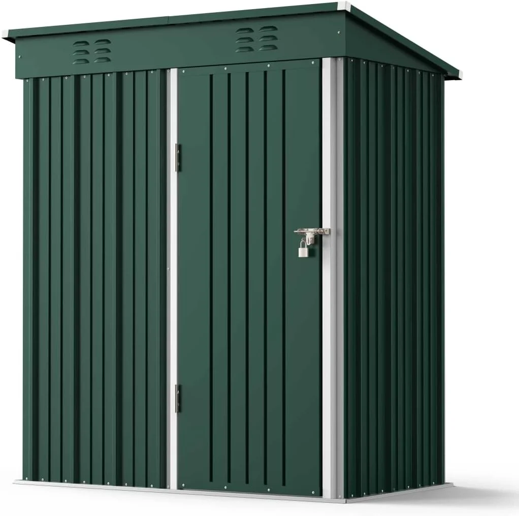 5'x3' Outdoor Storage Shed, Lofka Metal Storage Tool Shed with Single Lockable Door, for Bike| Garden Tools| Patio, Grey - Image 23