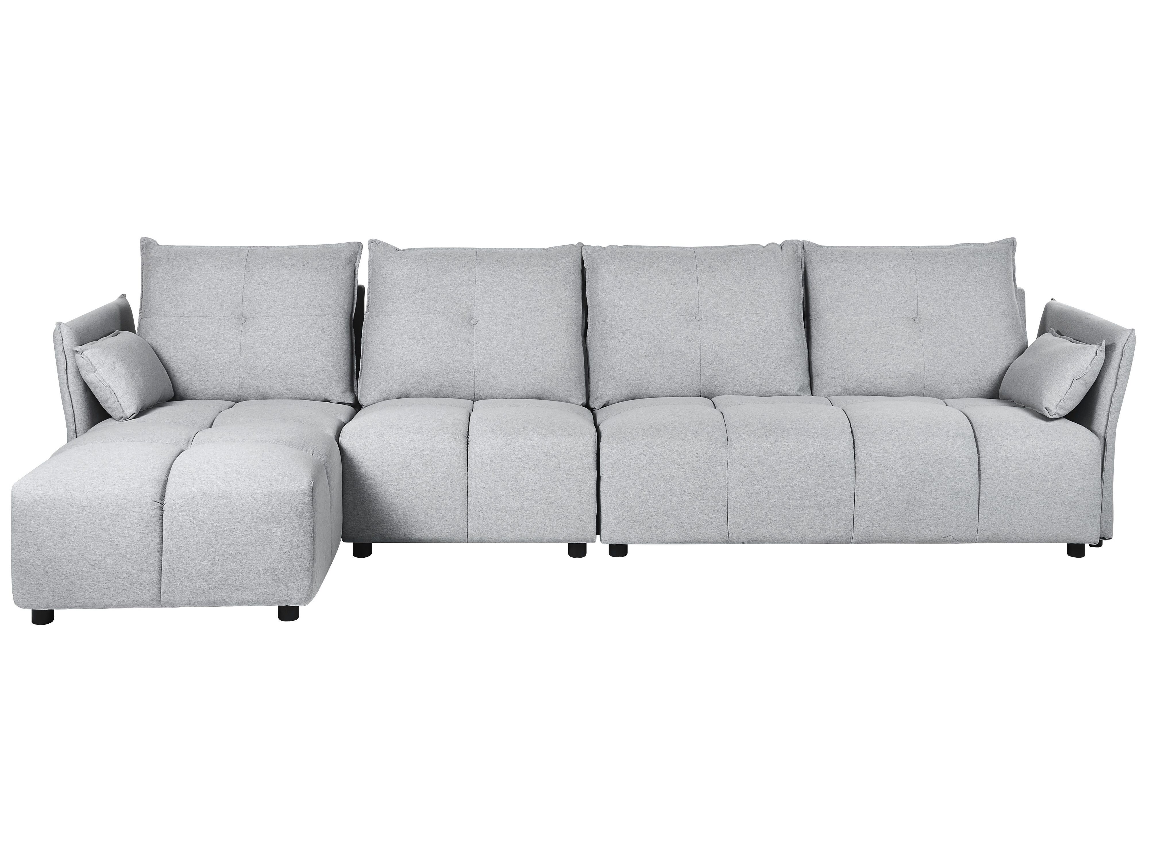 Corner Sofa 4 Seater TOMRA Fabric Light Grey Right Hand