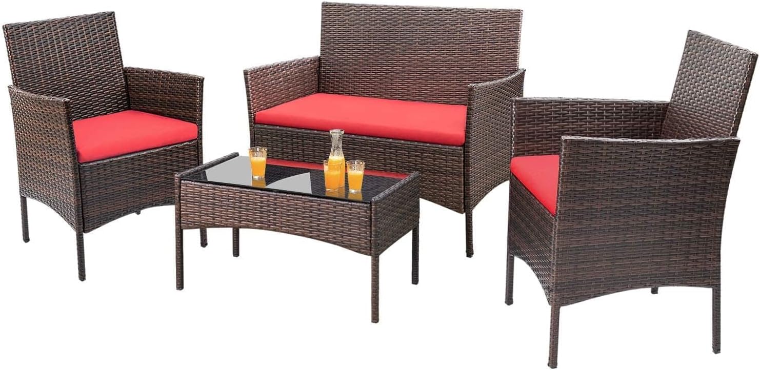 4-Piece Patio Rattan Wicker Furniture Set - T-LCRF834M18 - Image 5 4-Piece Patio Rattan Wicker Furniture Set - T-LCRF834M18 - Image 5