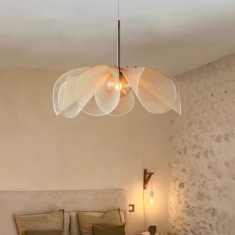Vintage Hanglamp van Stof met Warm Witte LED Verlichting – Verstelbare Kabel