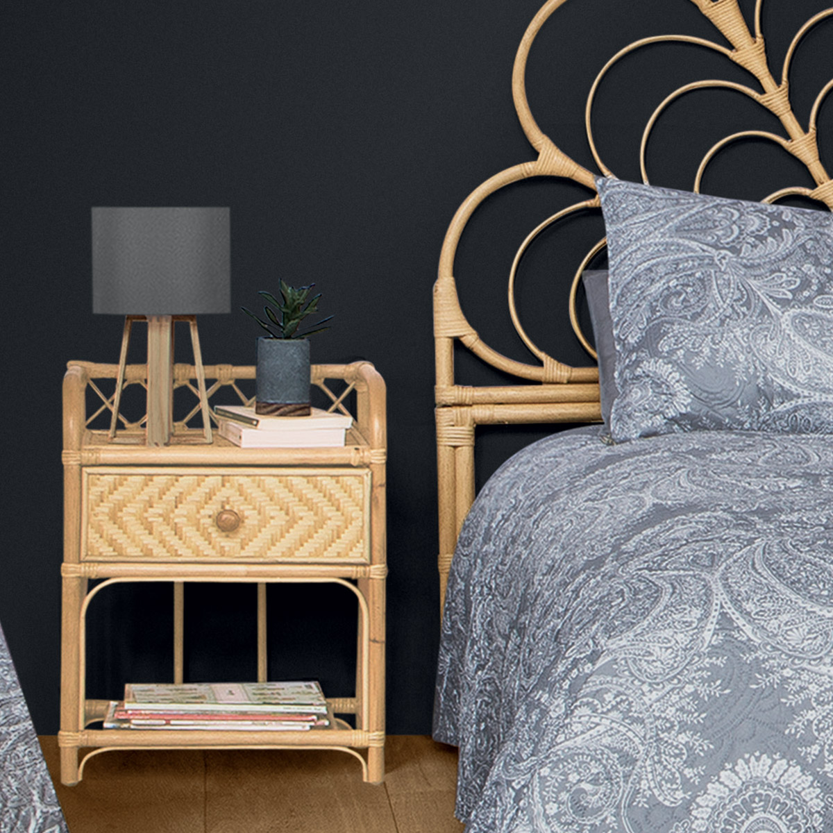 Lamp "Molu", wood Grey, H.35 cm