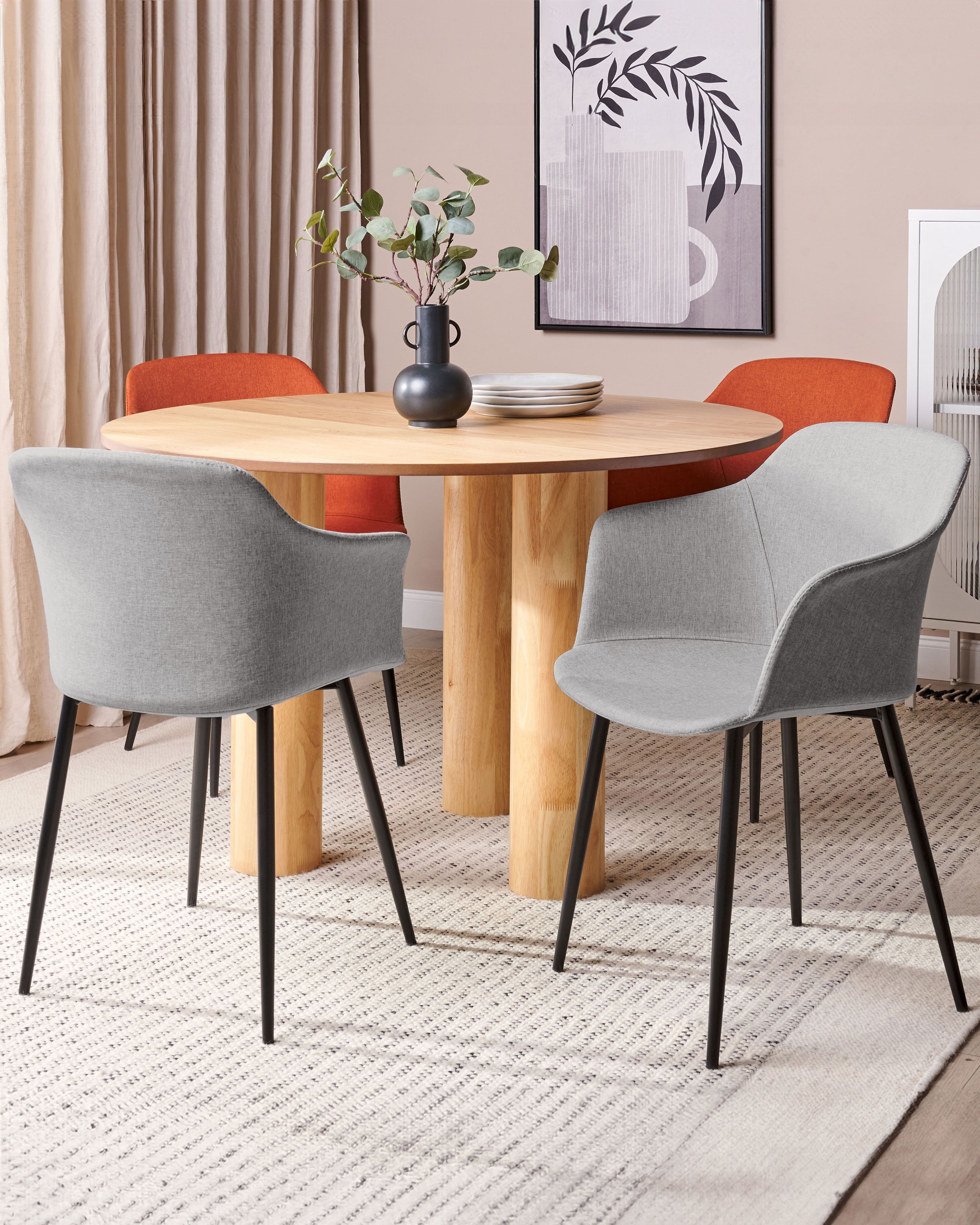 Set of 2 Dining Chairs ELIM Fabric Light Grey