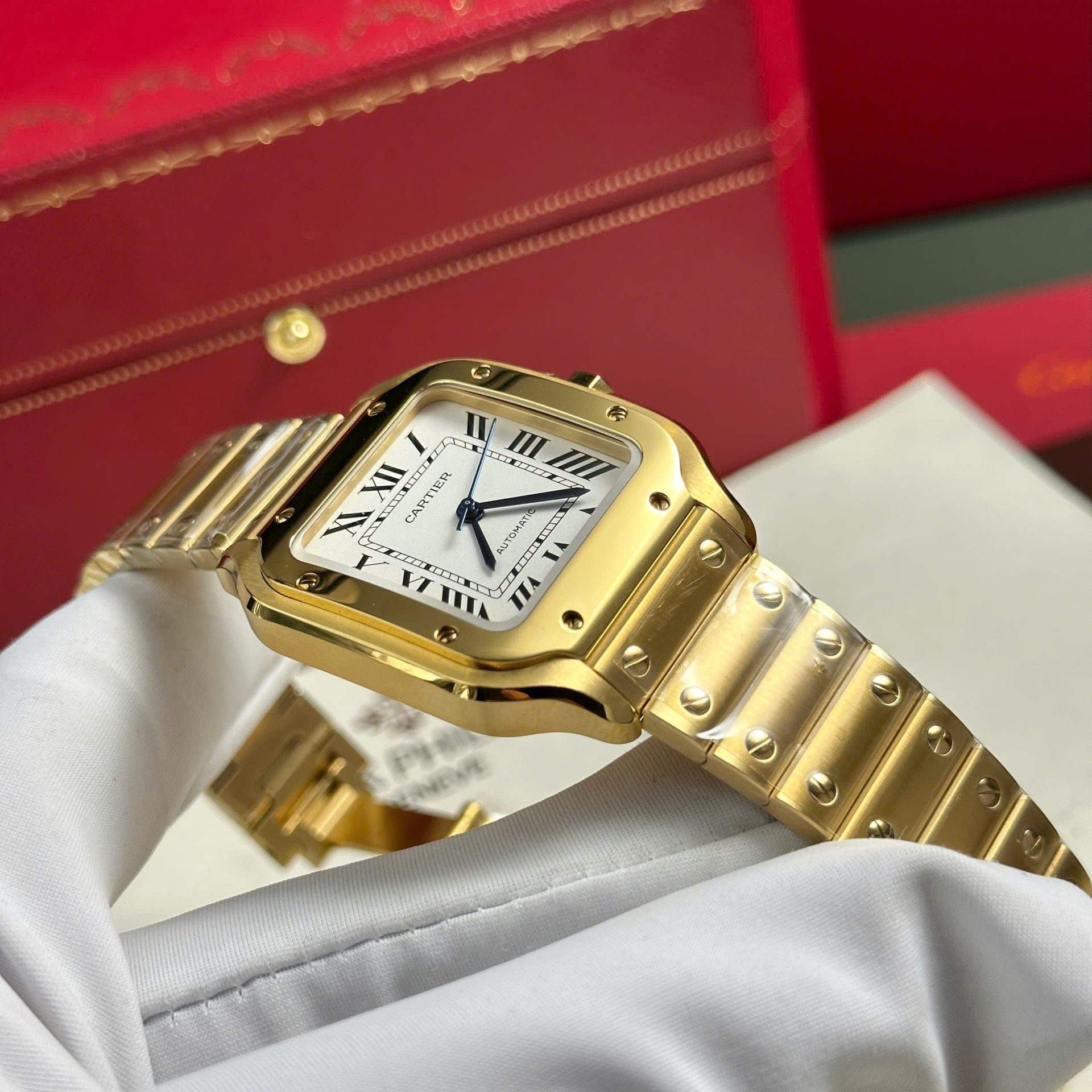 Cartier Santos Yellow Replica Watch White Dial BV Factory 35mm - Top club