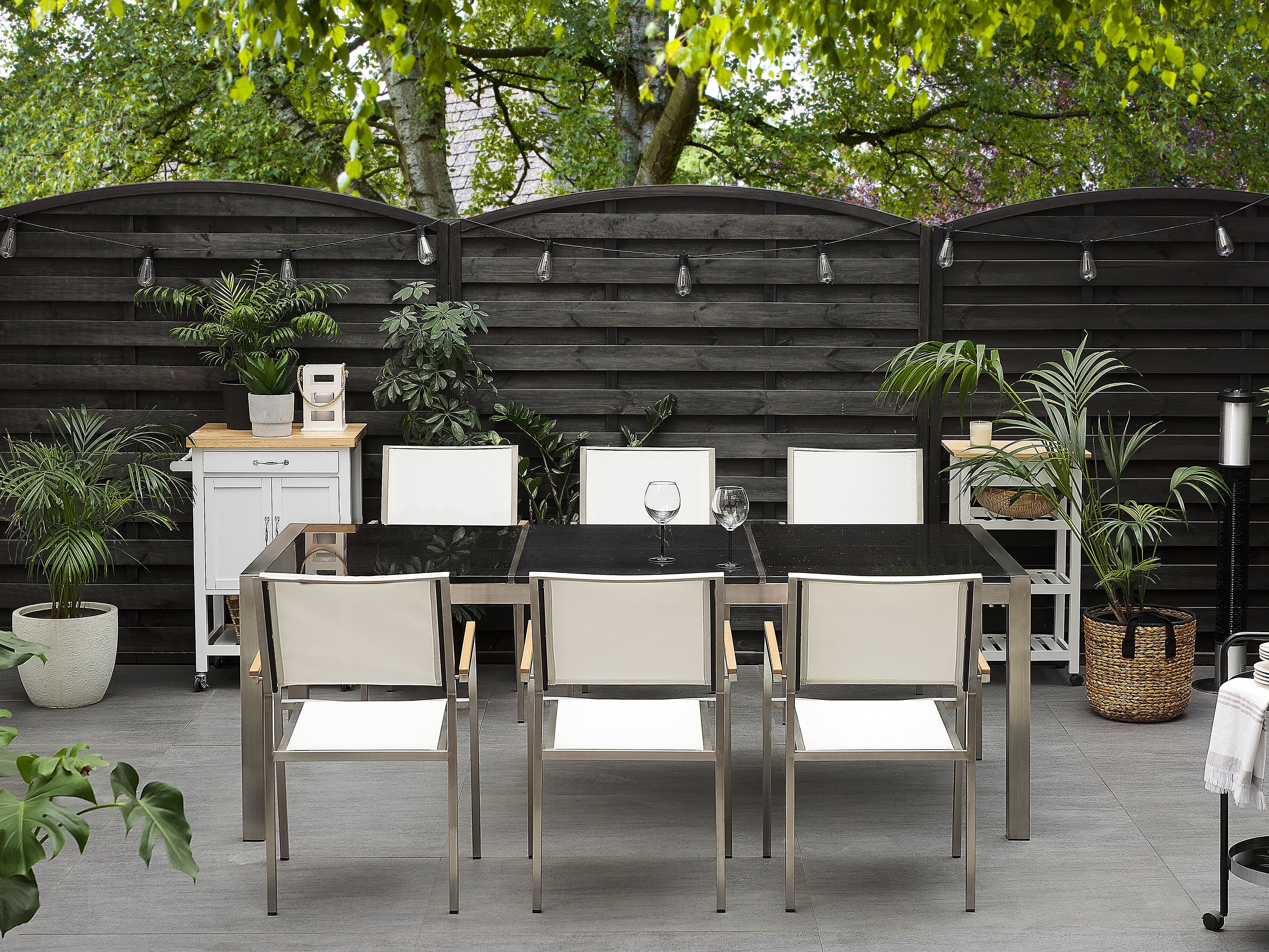 Garden Dining Table GROSSETO 220 cm 100 cm Polished Granite Grey