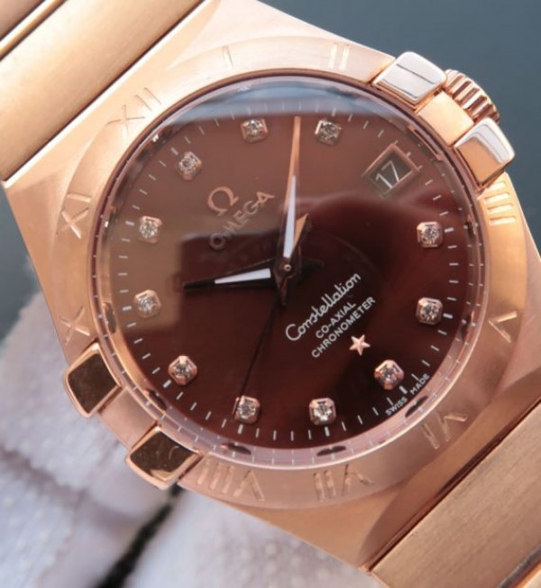 Replica Omega V6 Constellation 123.20.35 RG Case Brown Dial - Top club
