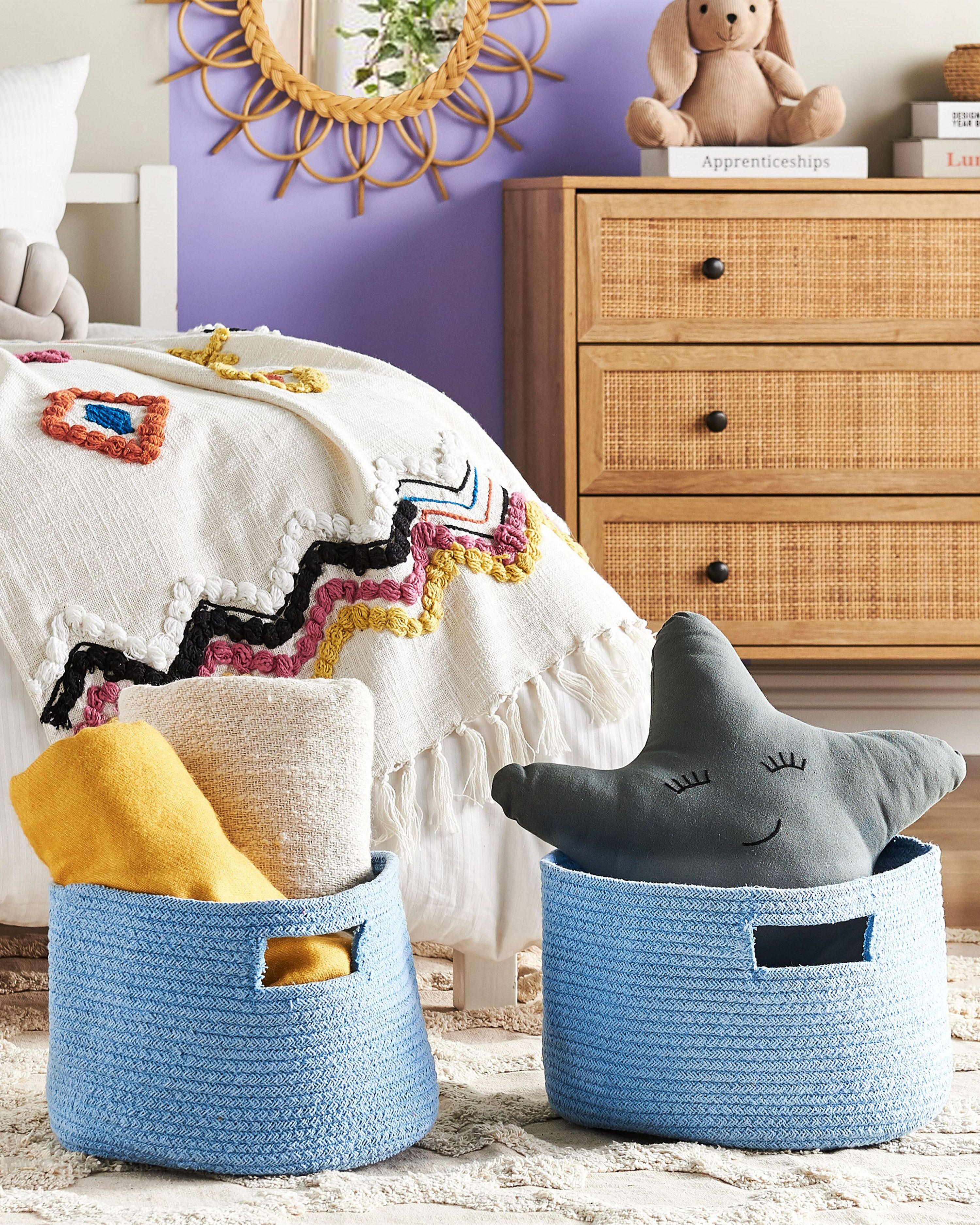 Set of 2 Baskets CHINIOT Cotton Light Blue