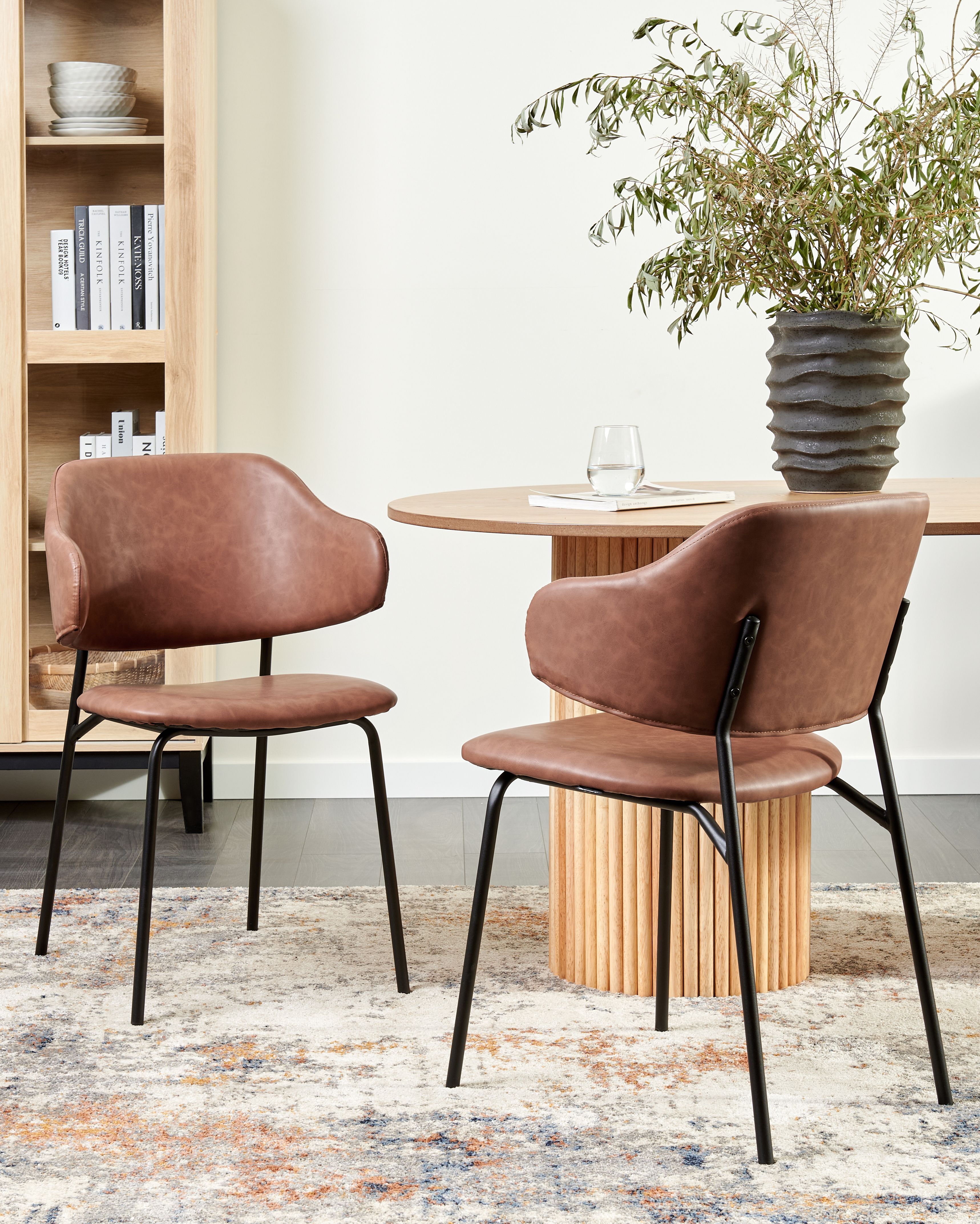 Set of 2 Dining Chairs KENAI Faux Leather Brown