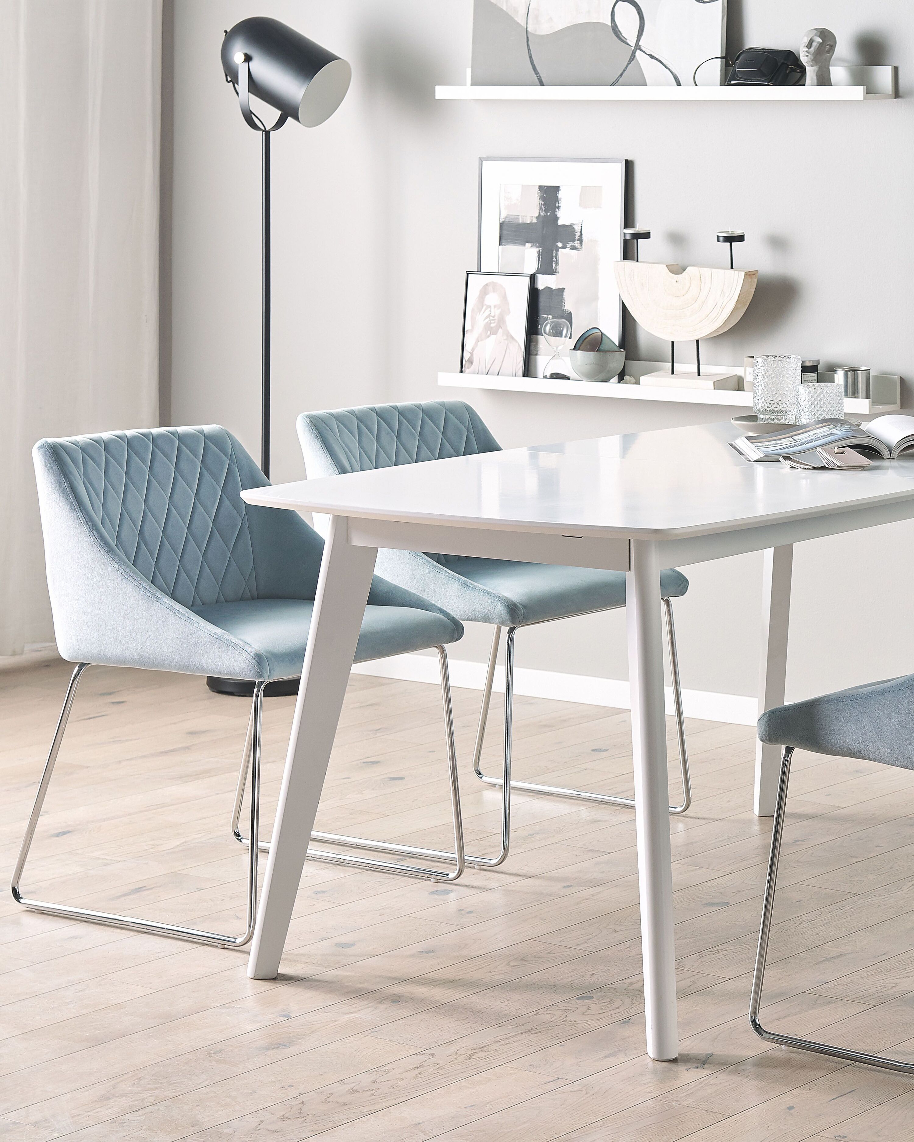 Set of 2 Dining Chairs ARCATA Velvet Light Blue