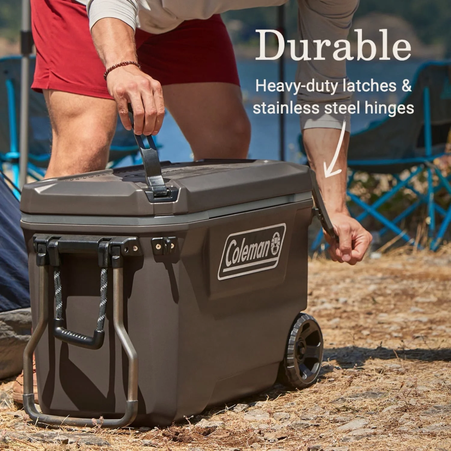 Coleman Convoy Series 65-Quart Hard Cooler with Wheels, up to 48 Cans, Brown Walnut Color - Image 6