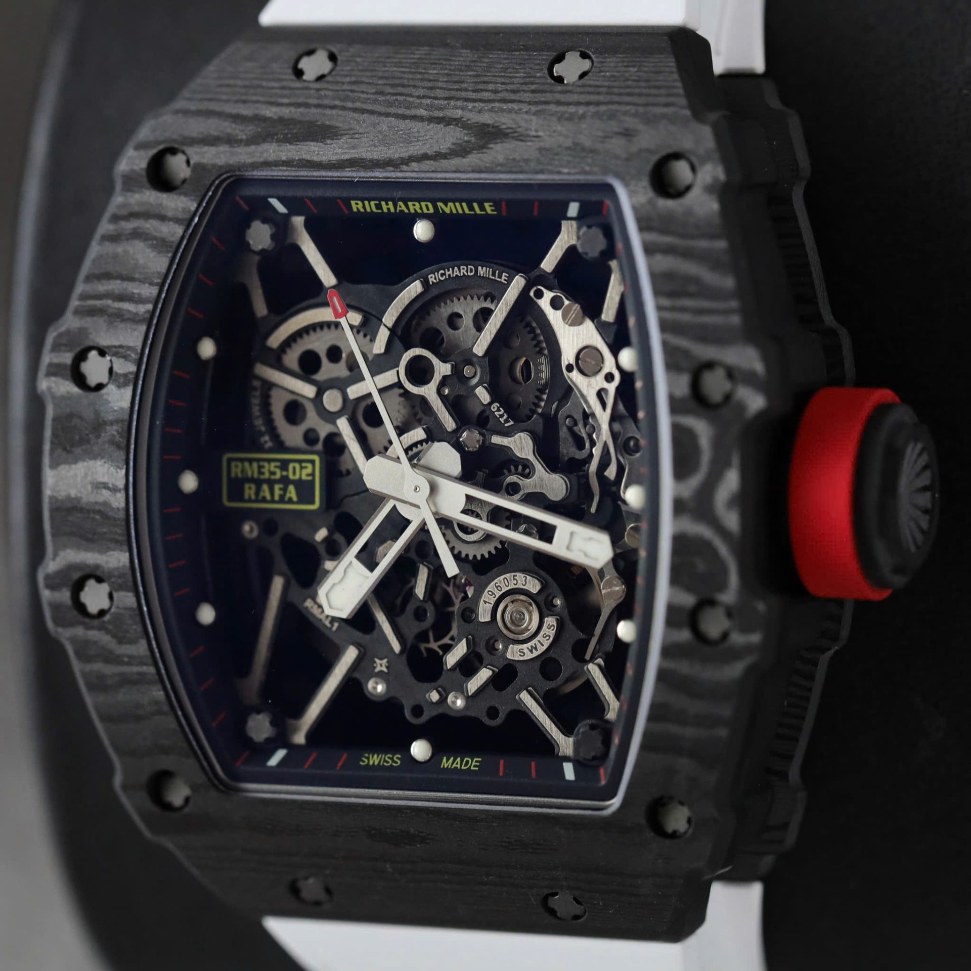 Richard Mille RM35-02 Knock Off Watches Carbon Super Light Rubber Strap Red ZF Factoy 44mm - Top club