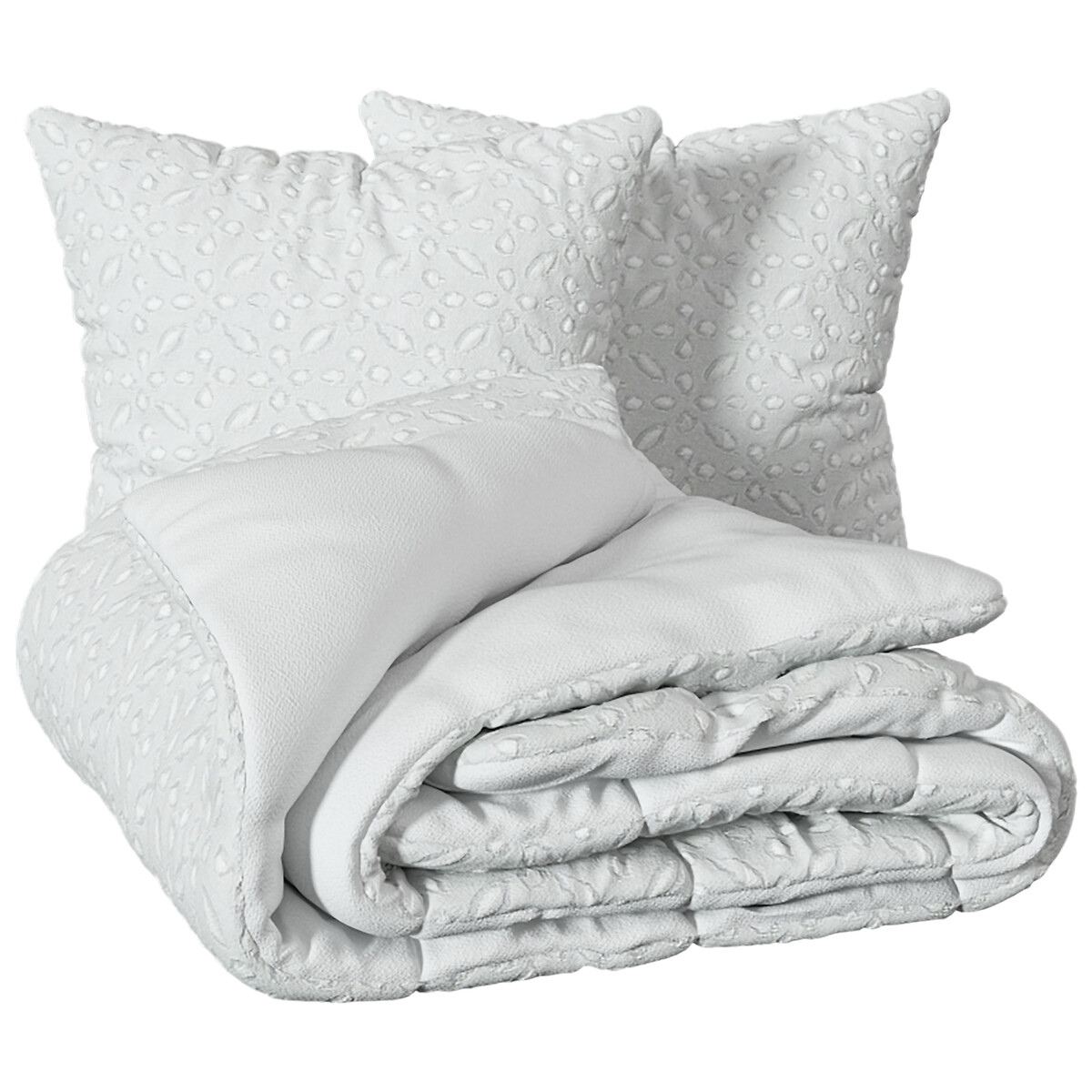 3-piece bed set "Swan" Jacquard, White, 240x220 cm