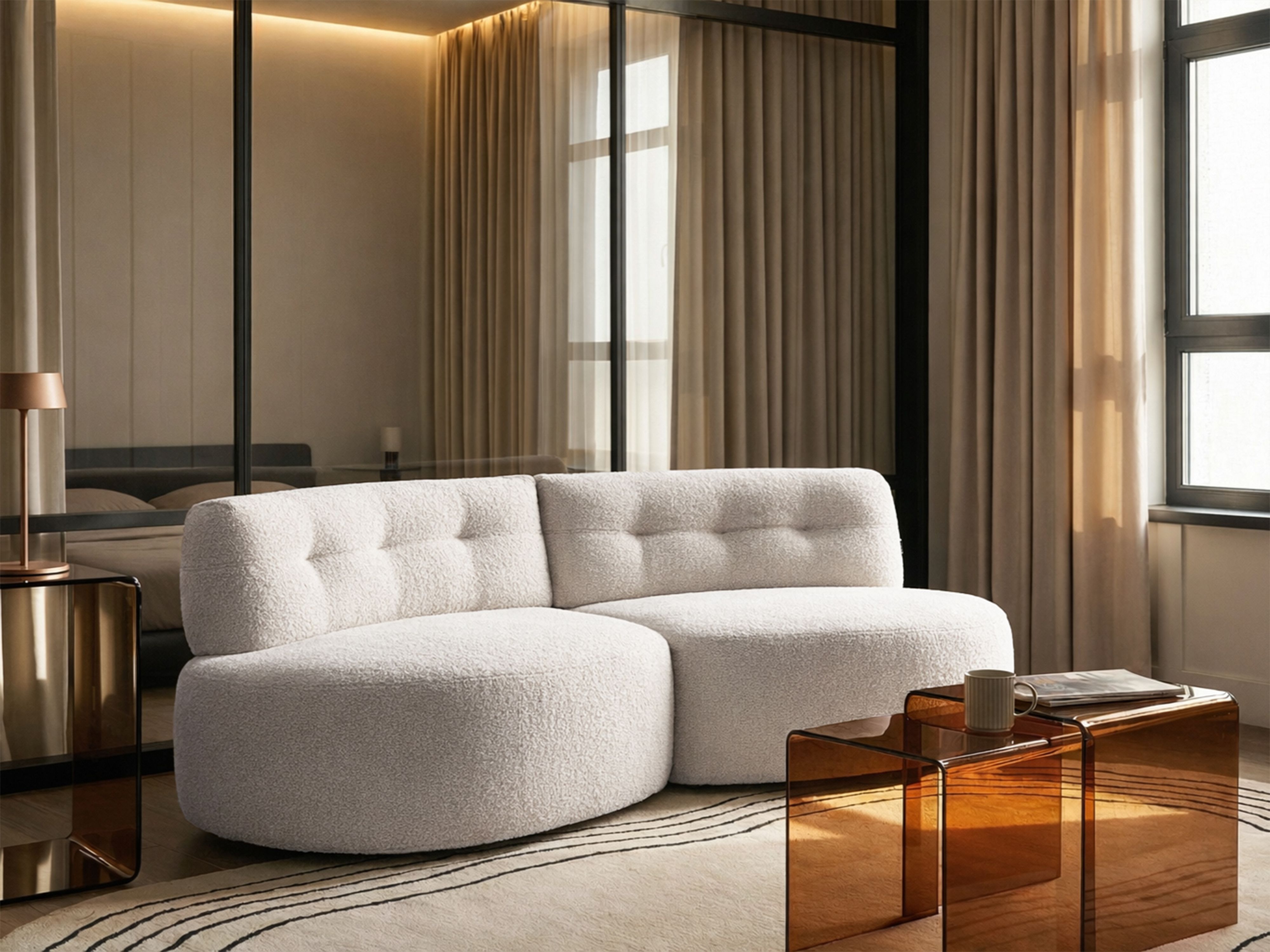 Sofa 3 Seater LAERDAL Boucle Off-White