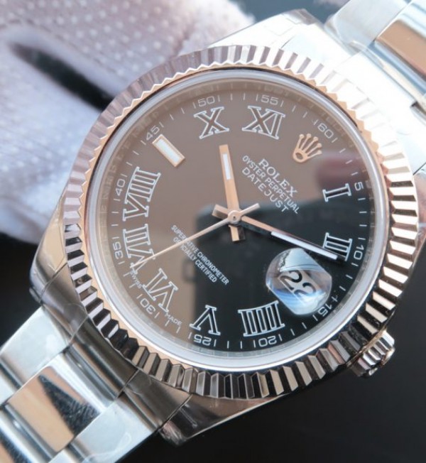 Replica Rolex DateJust 41 116334 SS Black Dial Roman Markers SS Bracelet A3136 - Elite Watch Atelier