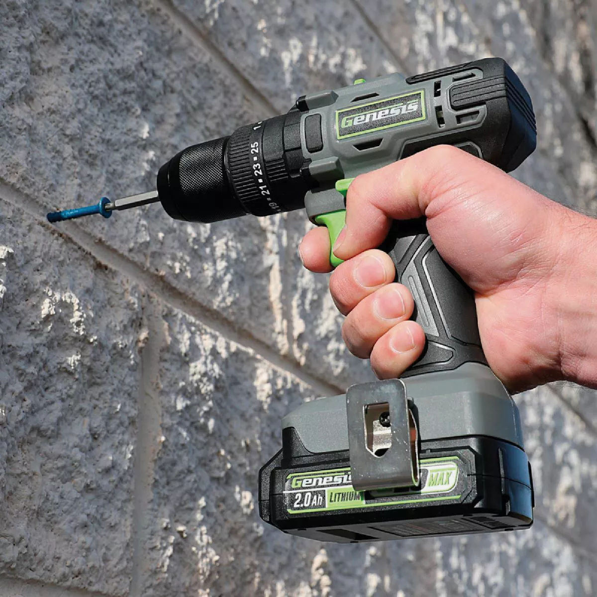 Genesis G20MAX 20V 1/2 In. 2-Speed Cordless Hammer Drill Kit with 2.0 Ah Battery & Charger