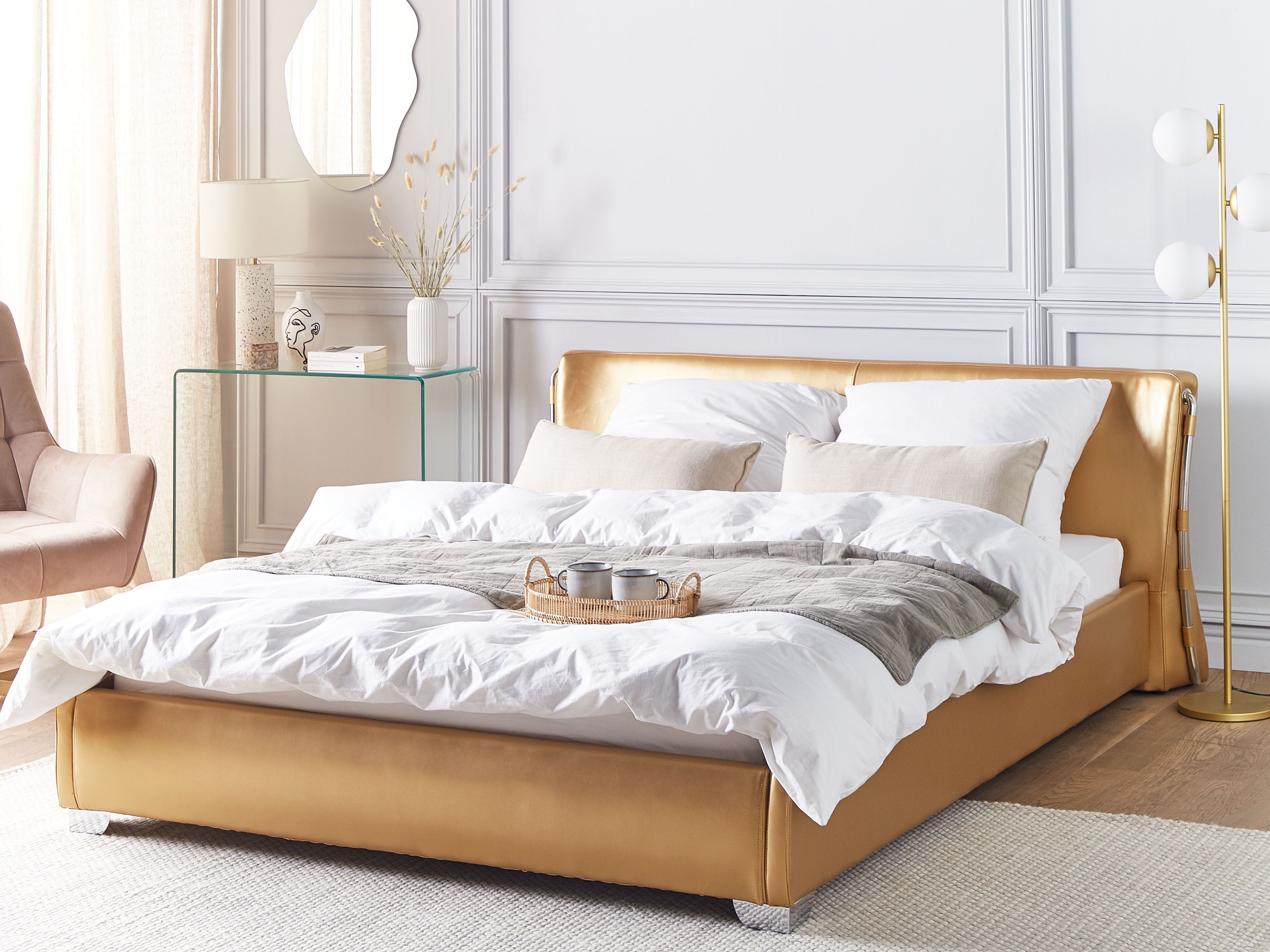 Waterbed Leather PARIS 160 x 200 cm (EU King Size) Gold