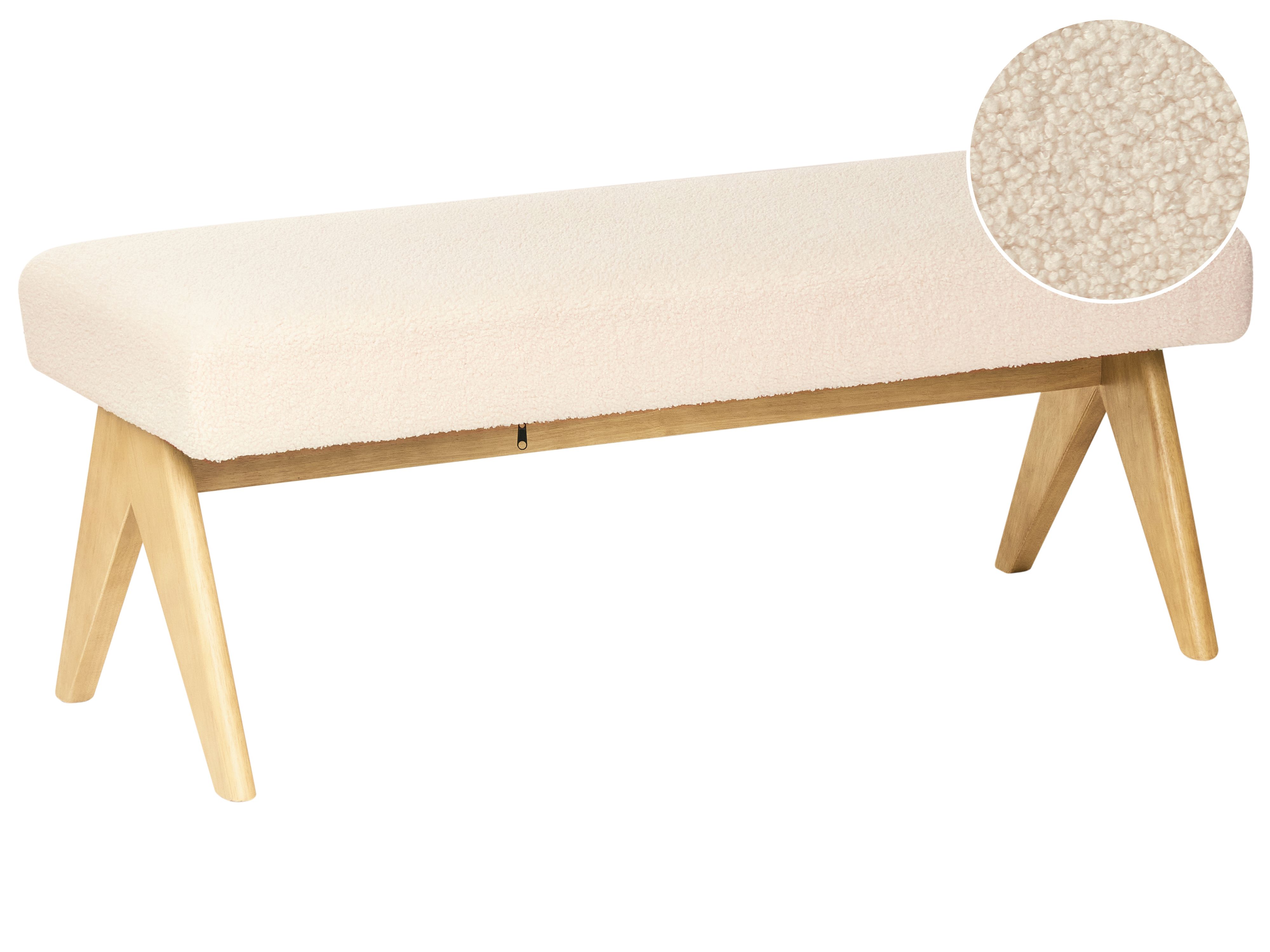 Upholstered Bench TAMRE Boucle Off-White/ Light Brown