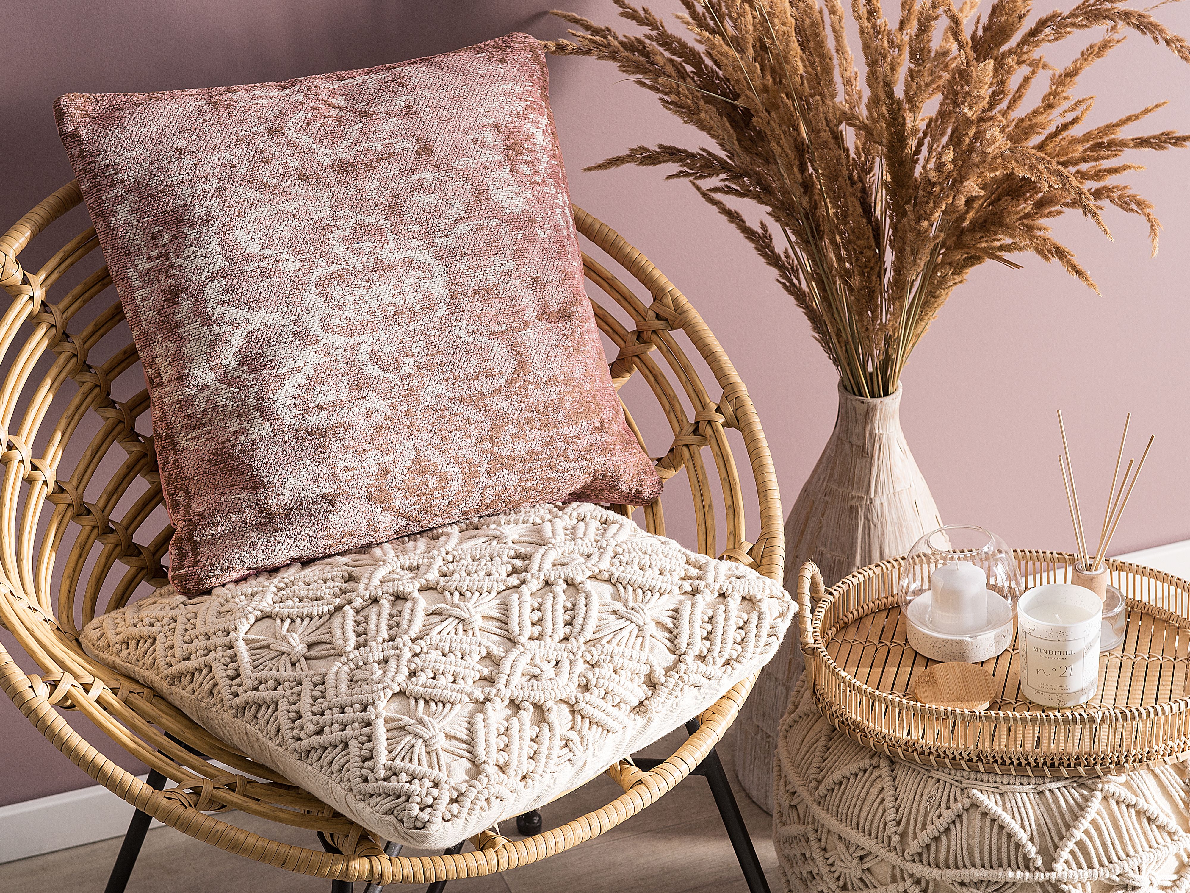 Set of 2 Decorative Cushions VAKAYAR Cotton 45 x 45 cm Pink Floral Pattern