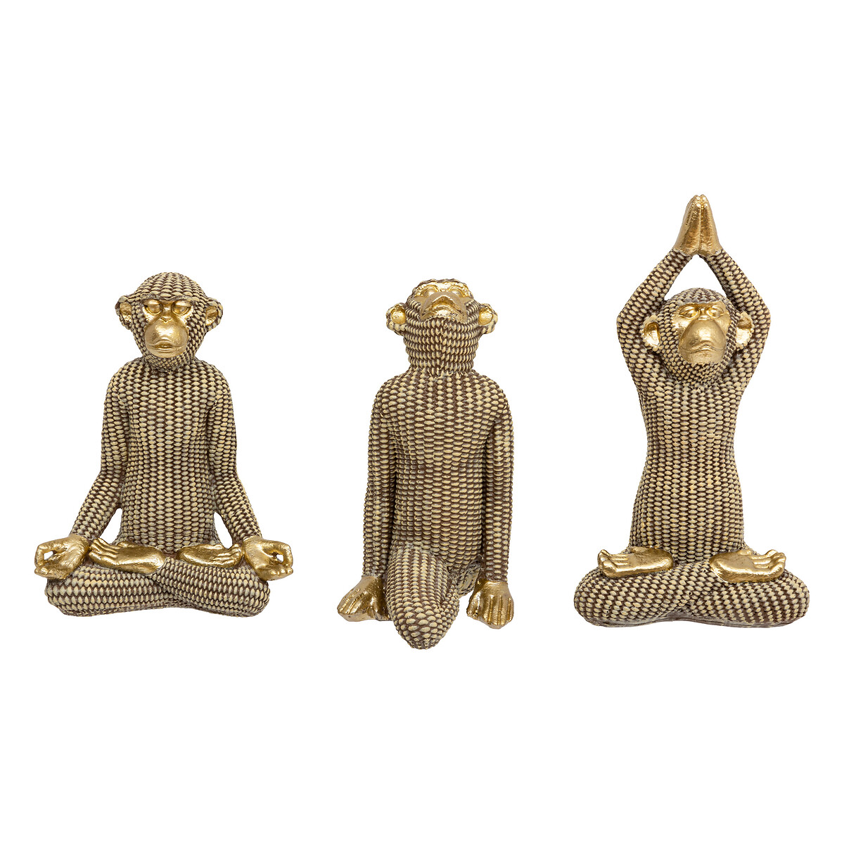 Yoga monkey statue Golden resin, H.18 cm