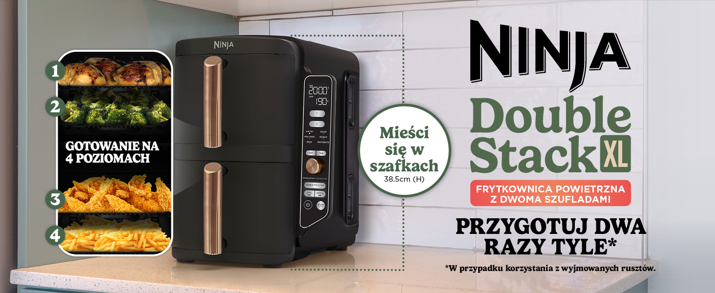 Ninja Double Stack XL Pionowa frytkownica beztłuszczowa z podwójną szufladą