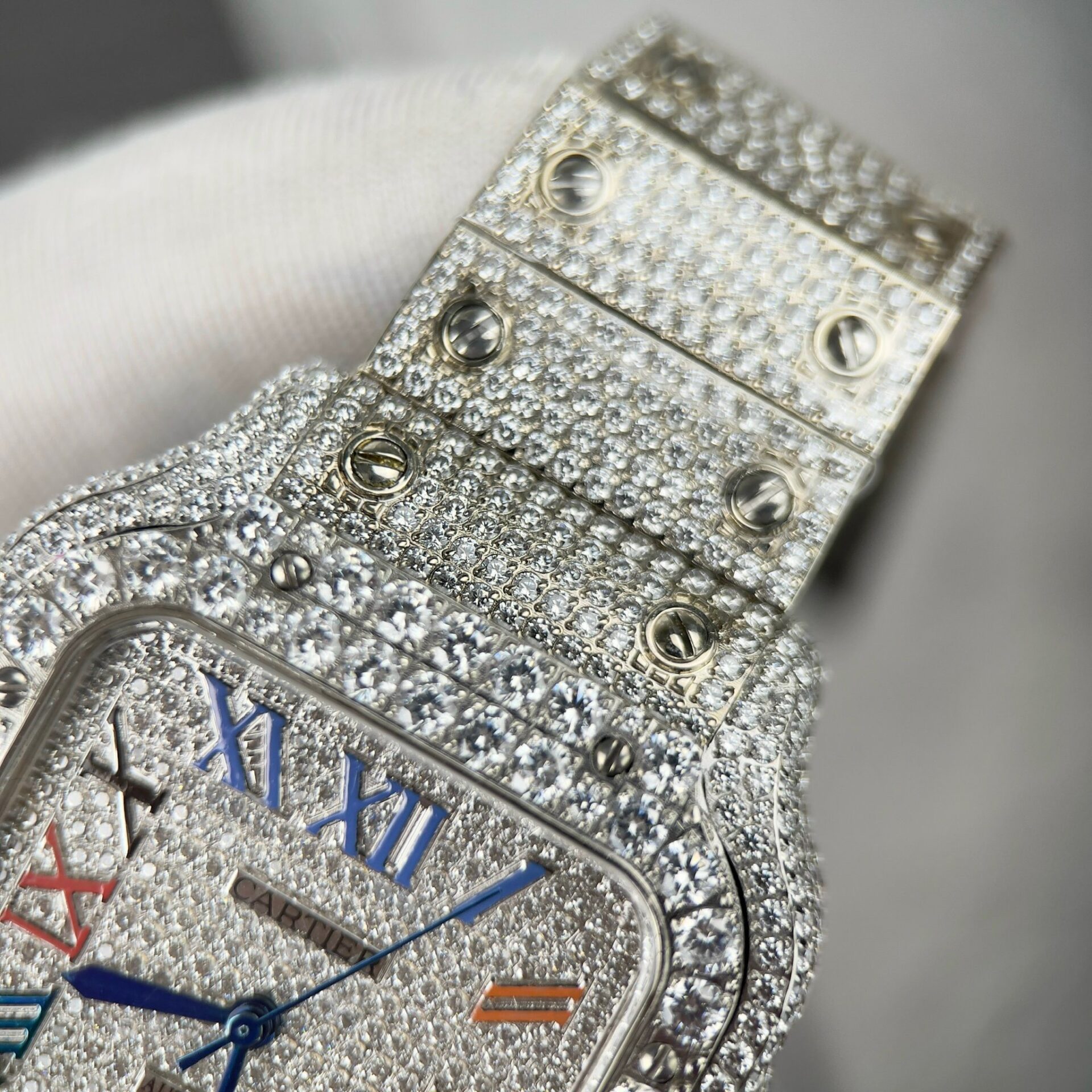Cartier Santos Best Replica Watch With Full Stone 39.8mm - Top club