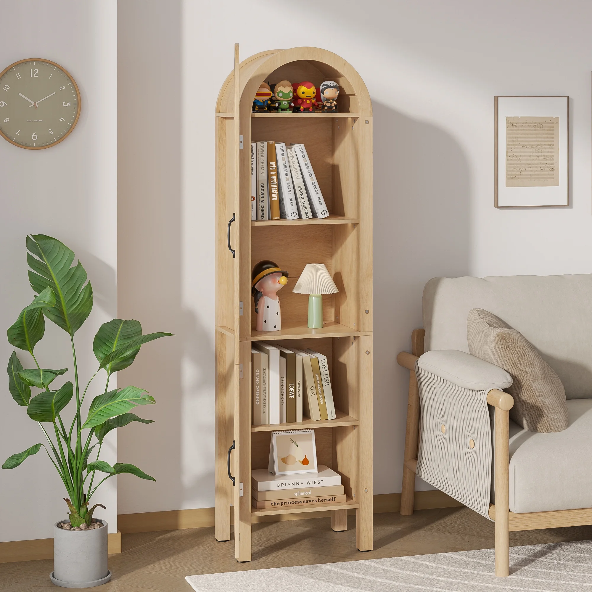 Fiogmub Tall Arched Storage Display Cabinet, Arched Pantry Cabinet with Doors, Acrylic Glass Doors - Image 19