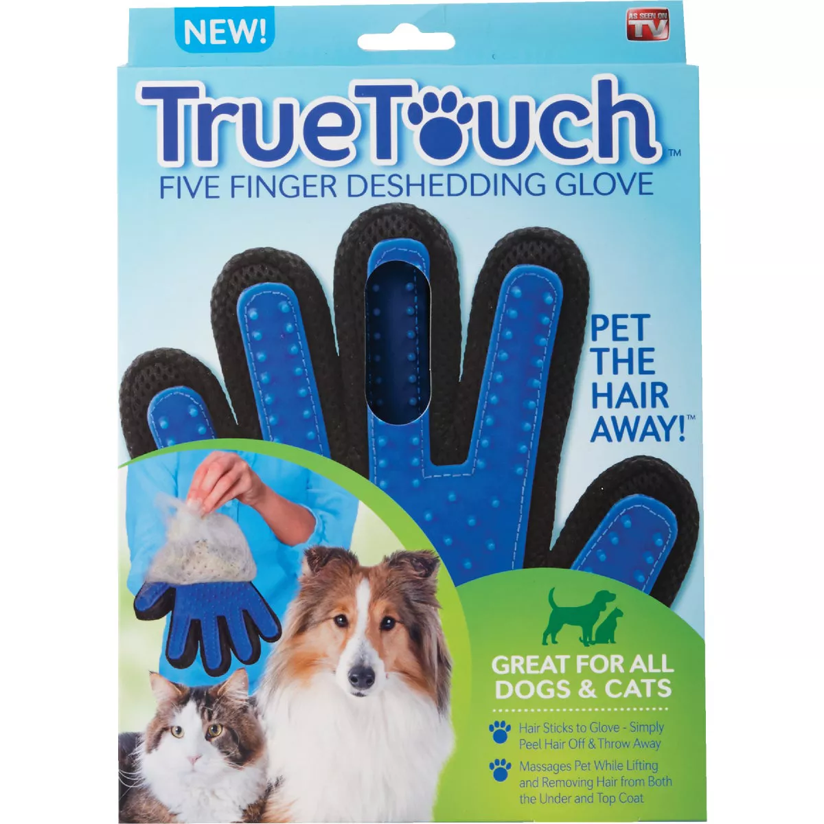 True Touch 2-In-1 Silicone Tip Five Finger Deshedding Pet Glove