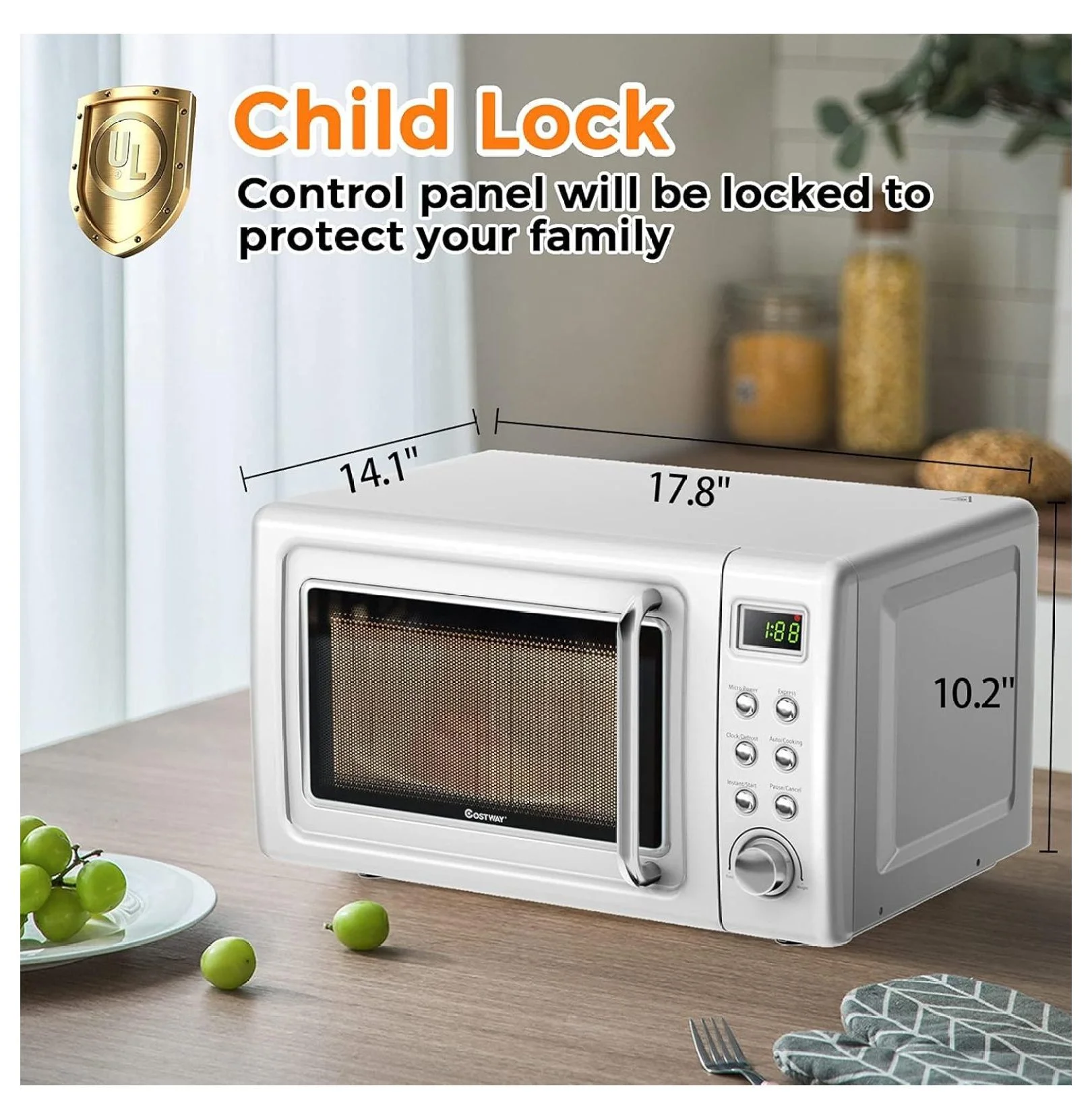 Small Microwave, 0.7Cu.ft 700 Watt Countertop Microwave with 5 Micro Power Defrost & Auto Cooking Function, Stainless Steel Interior, LED Display, Microwave for Kitchen, RV, Dorm ?(White) - Image 5