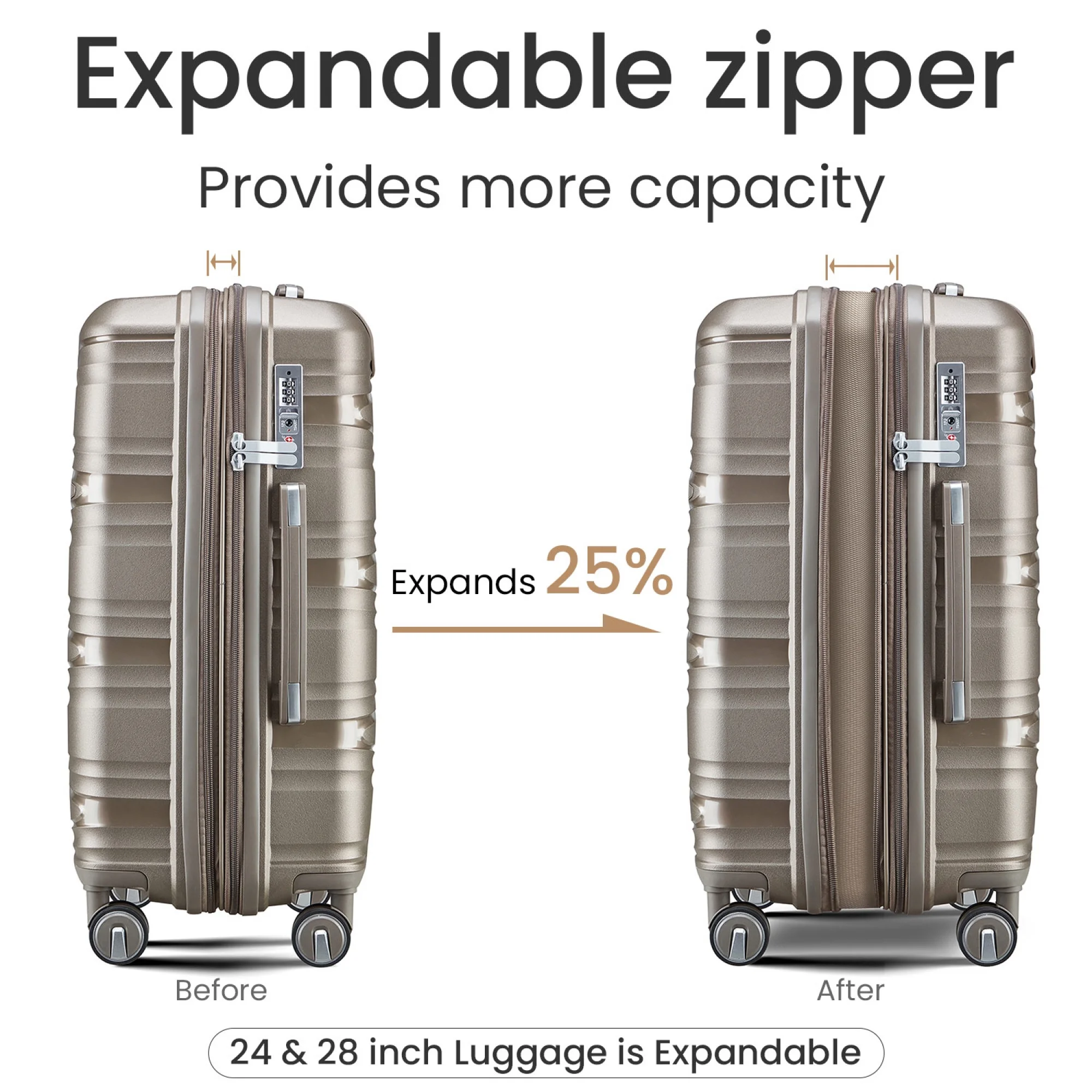 Luggage 4 Piece Sets(14/20/24/28), Hard Shell Lightweight TSA Lock Carry on Expandable Suitcase with Spinner Wheels - Image 14