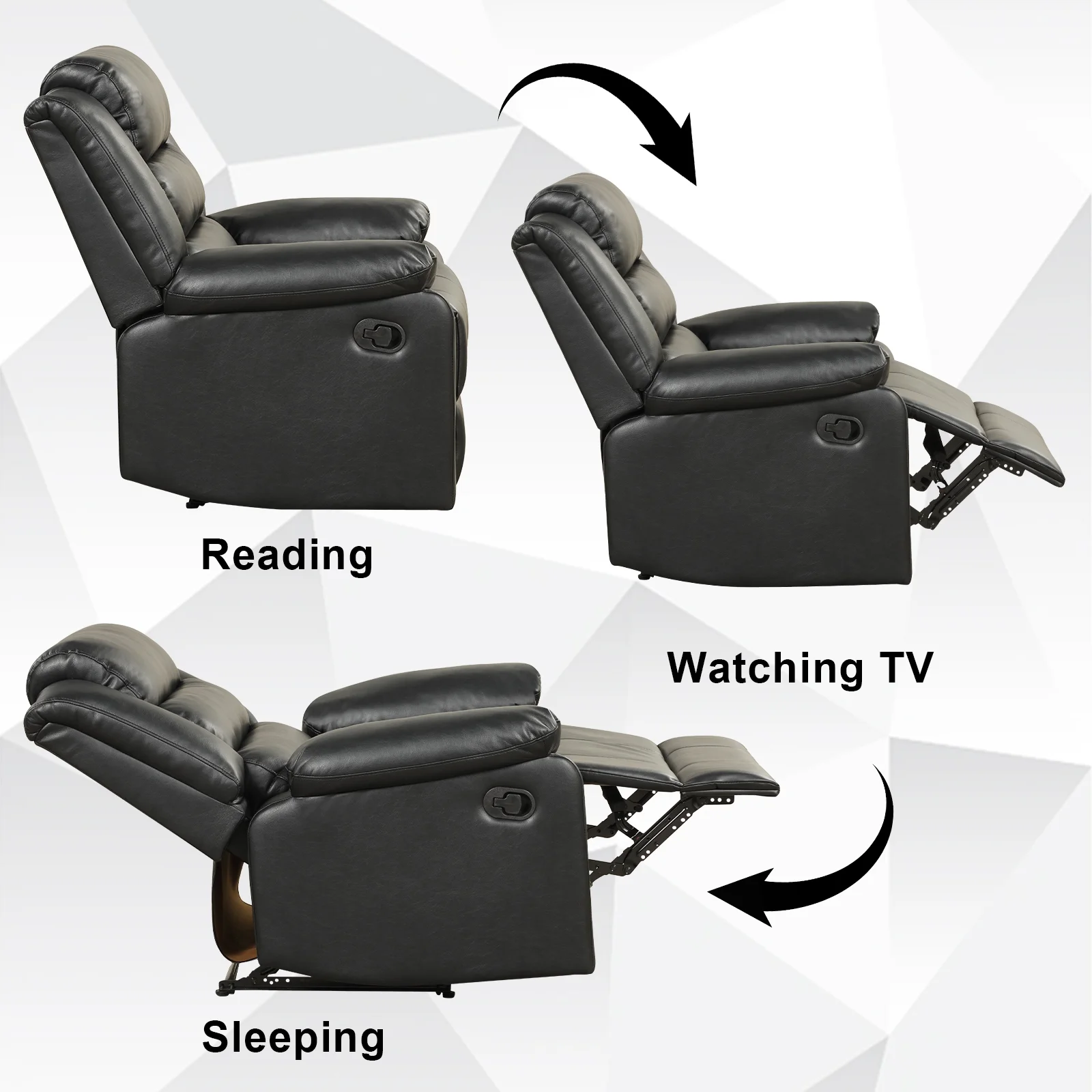 Bonzy Home Recliner Chairs for Living Room Overstuffed Breathable Fabric Reclining Chair Manual Sofa Brown - Image 14