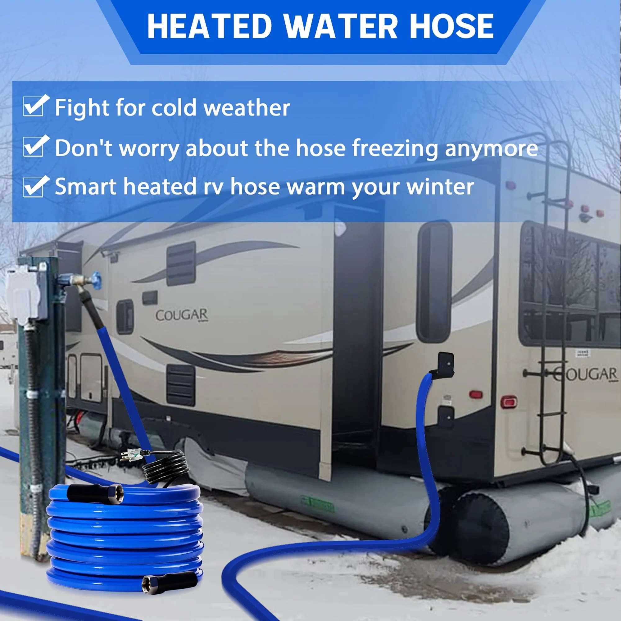 50FT, 100FT Heated Water Hose for RV,-45 �?Antifreeze Drinking Garden Water Hose，Rv Accessories, Rv Water Hose