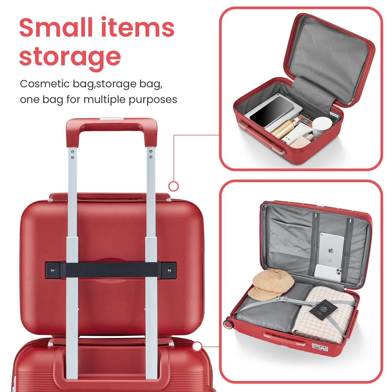 4 Piece Luggage Set, Expandable Lightweight Suitcase Set, PP Materials Travel Luggage with TSA Lock Spinner Wheels, White (14/20/24/28) - Image 39