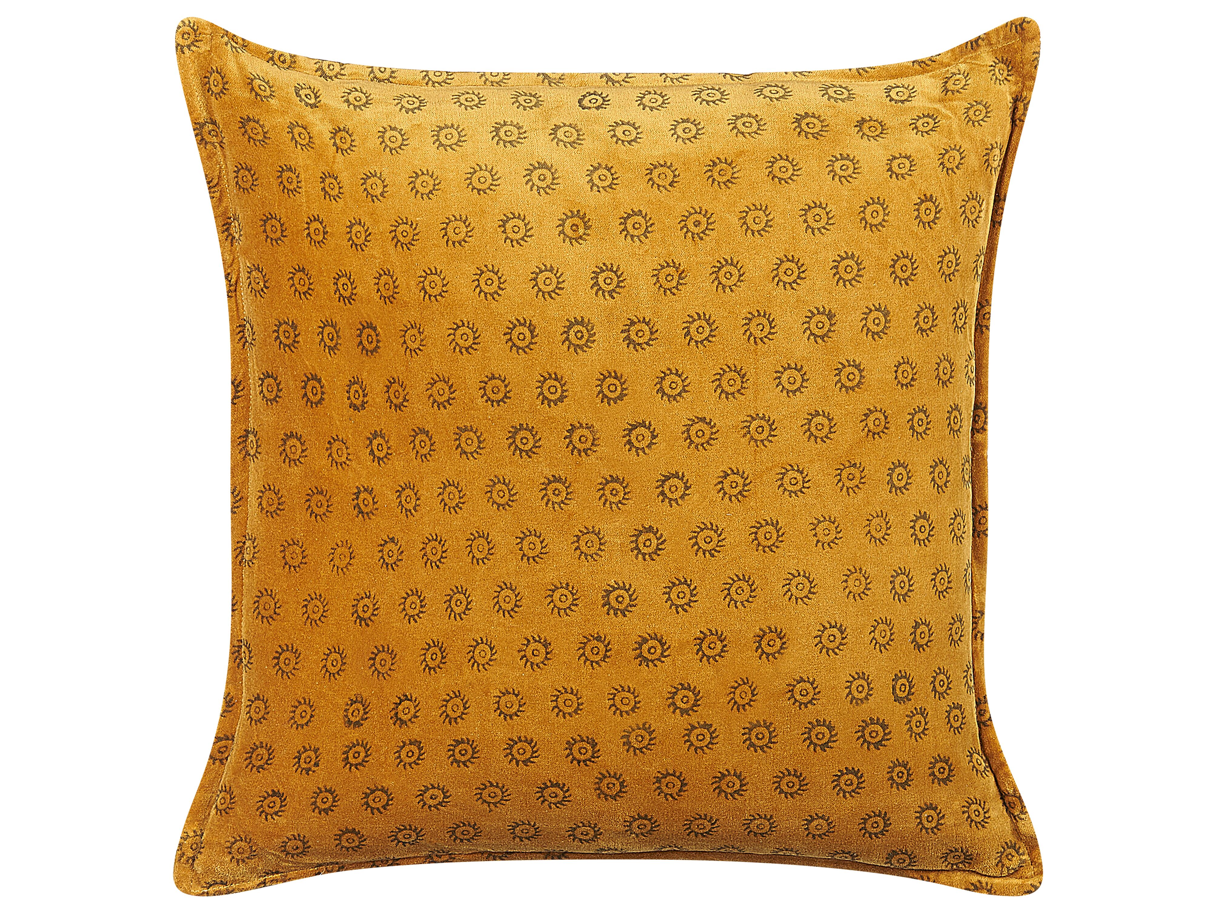 Throw Cushion RAPIS Velvet 45 x 45 cm Yellow Geometric Pattern