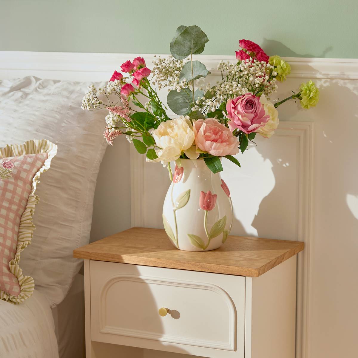 Vase "Fleur de rose" Multicolor, H.21 cm