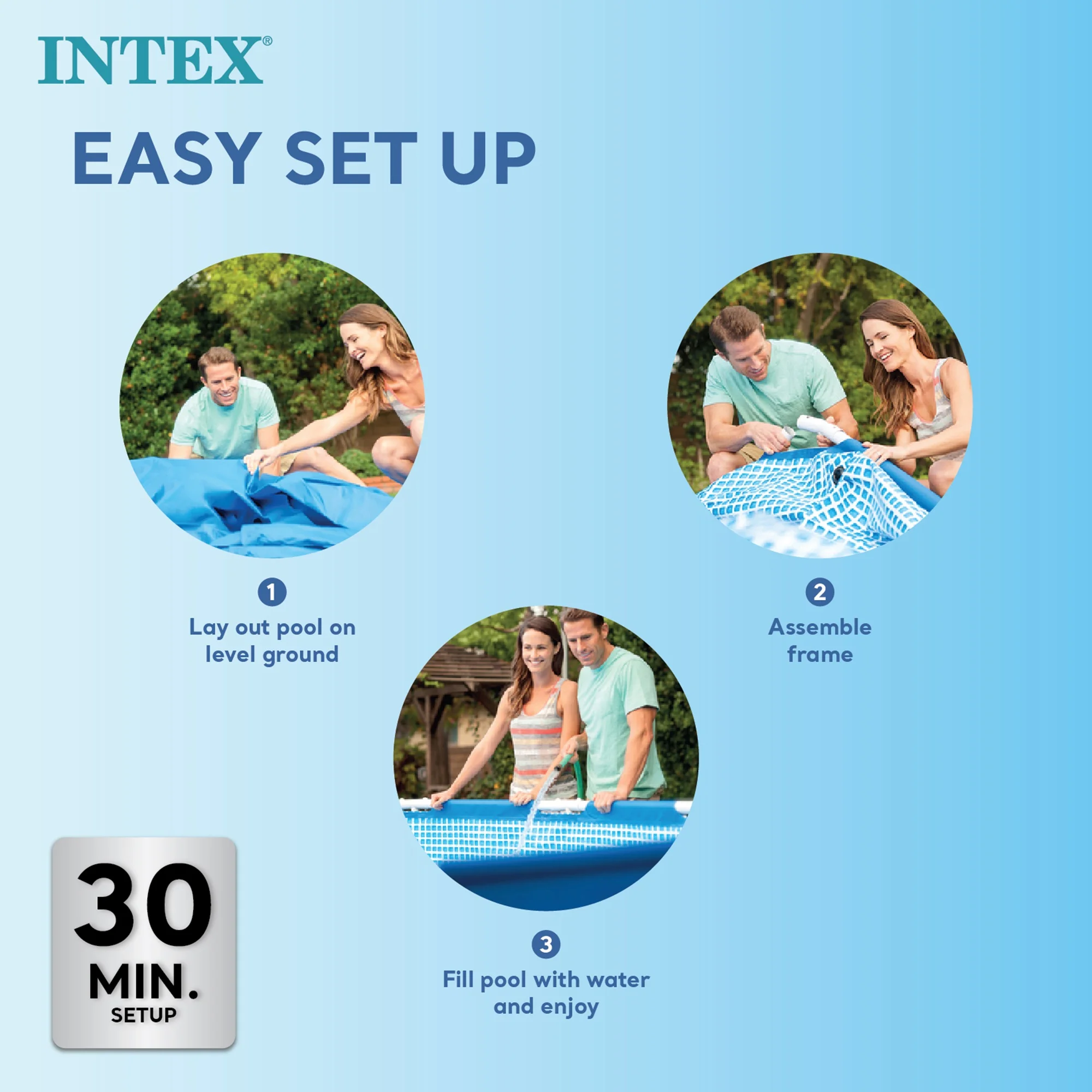 Open Box Intex 9.8'x29.5" Rectangular Frame Above Ground Outdoor Swimming Pool - Image 4